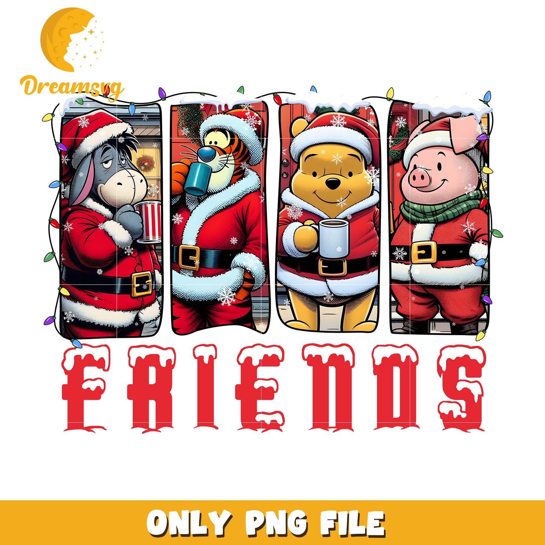 Winnie the pooh friends christmas png, winnie and friends png