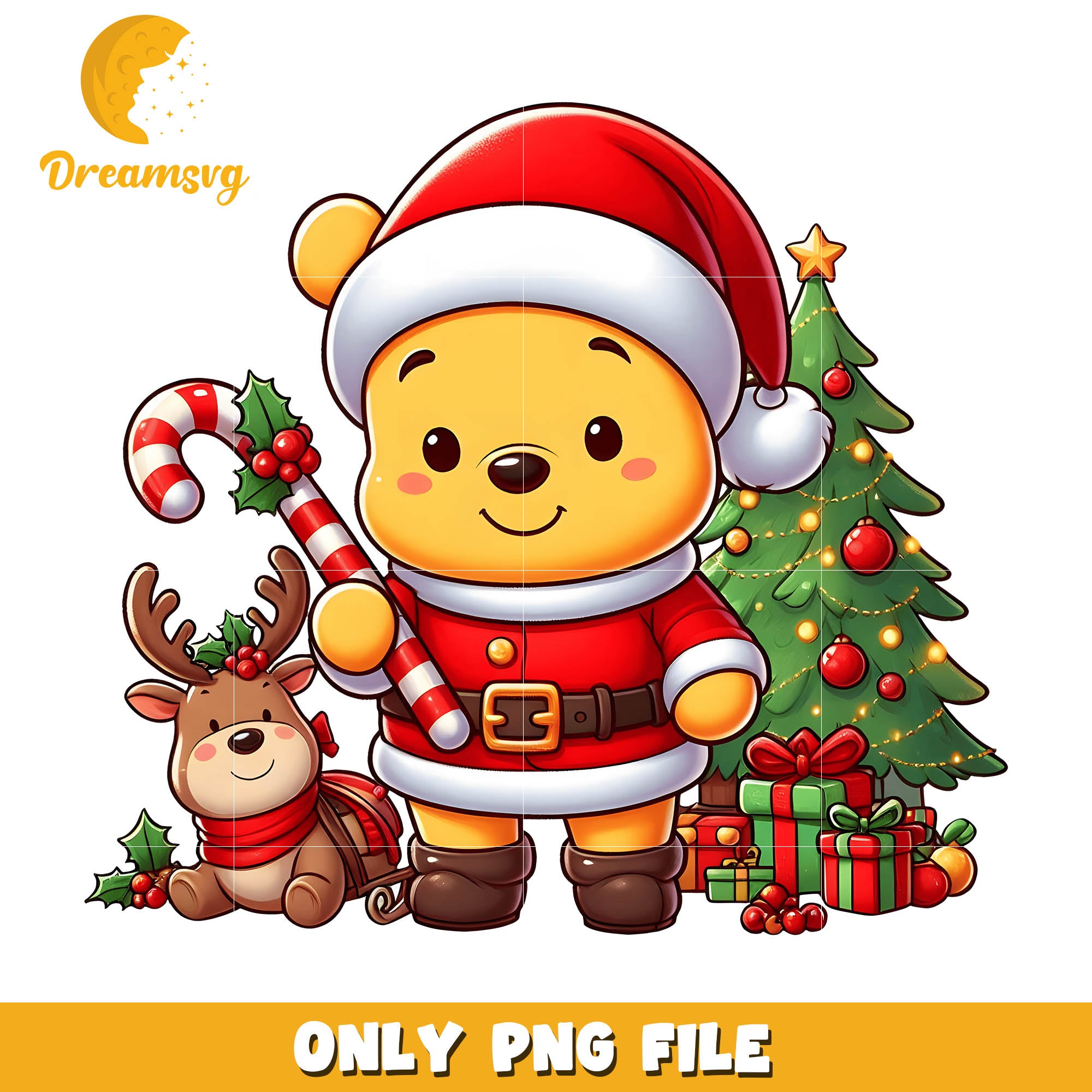 Winnie baby hold candy christmas png, winnie the pooh christmas​ png