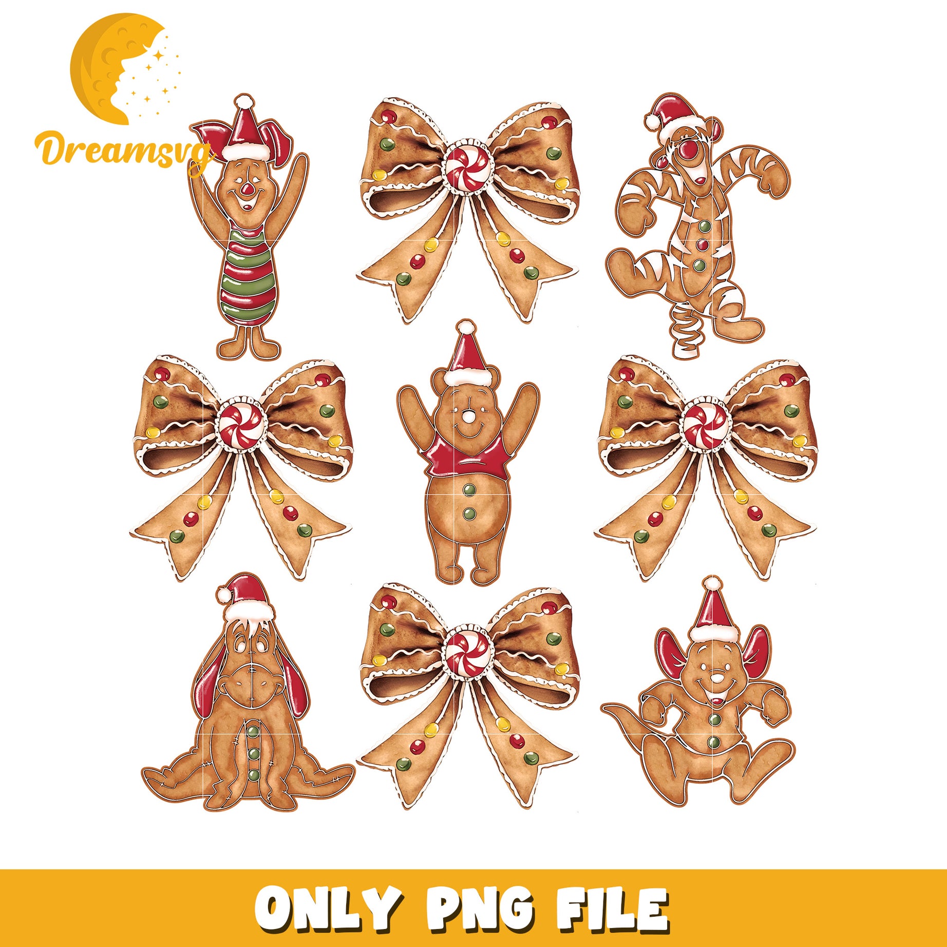 Winnie pooh ginger cookies png, disney winter joy png, holiday happiness png