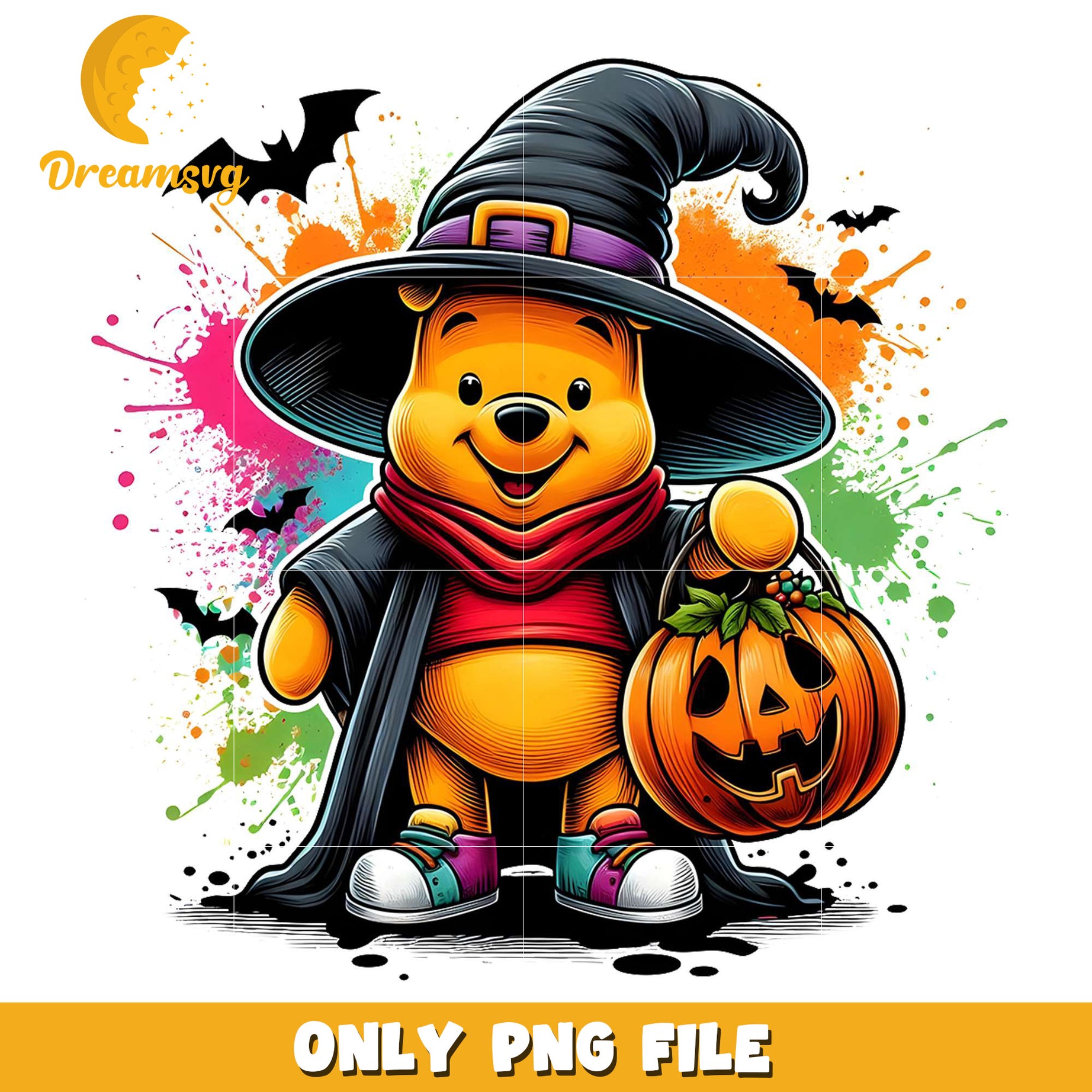 Winnie pooh trick or treat png, trick oe treat png, halloween era png