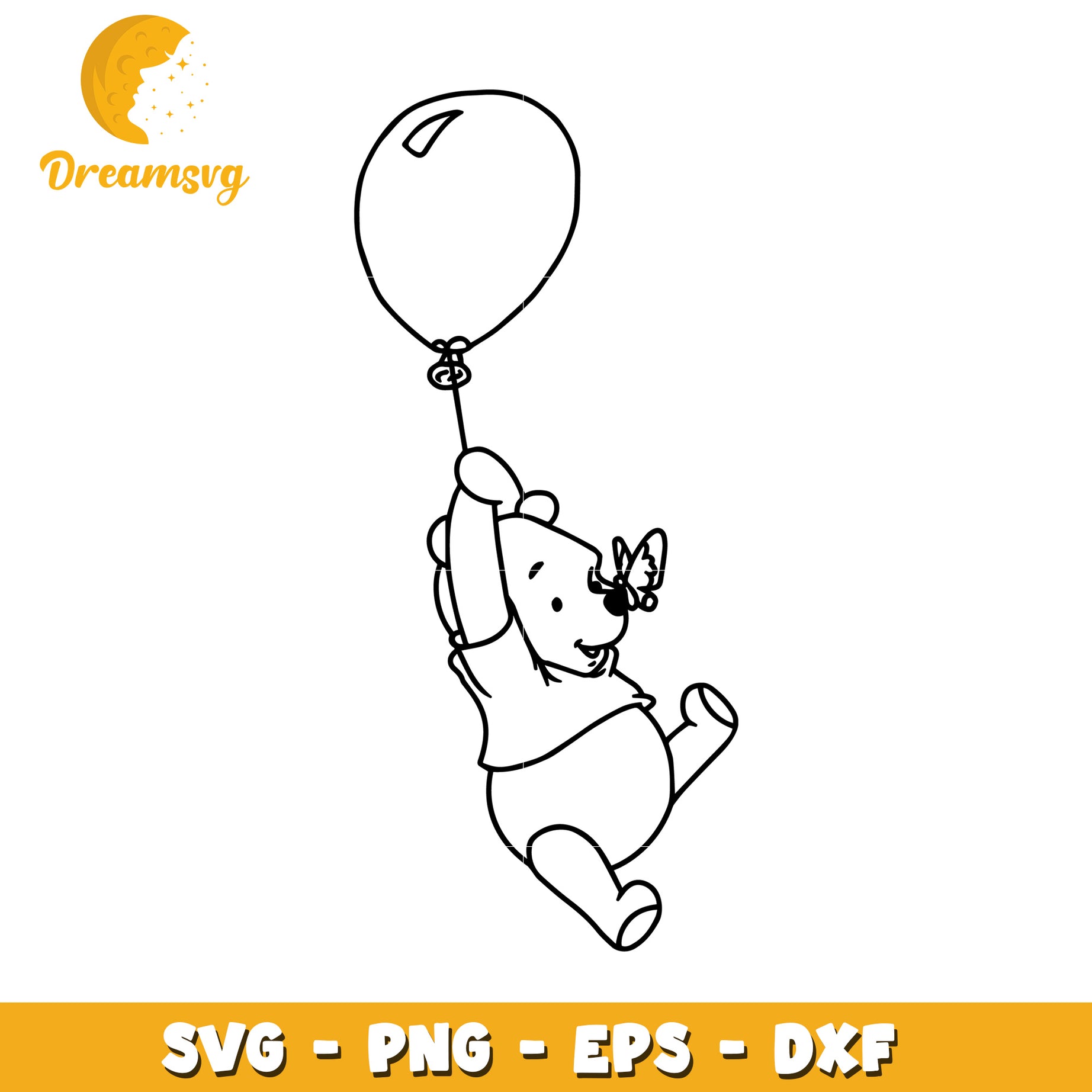 Winnie the Pooh Balloon SVG Cut File