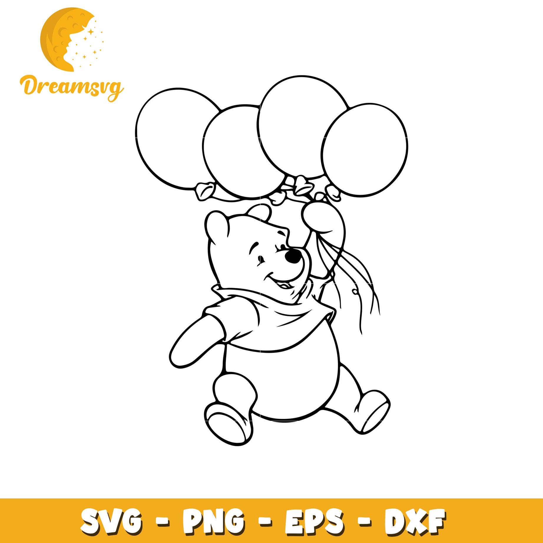 Winnie the Pooh Balloons SVG Cut File