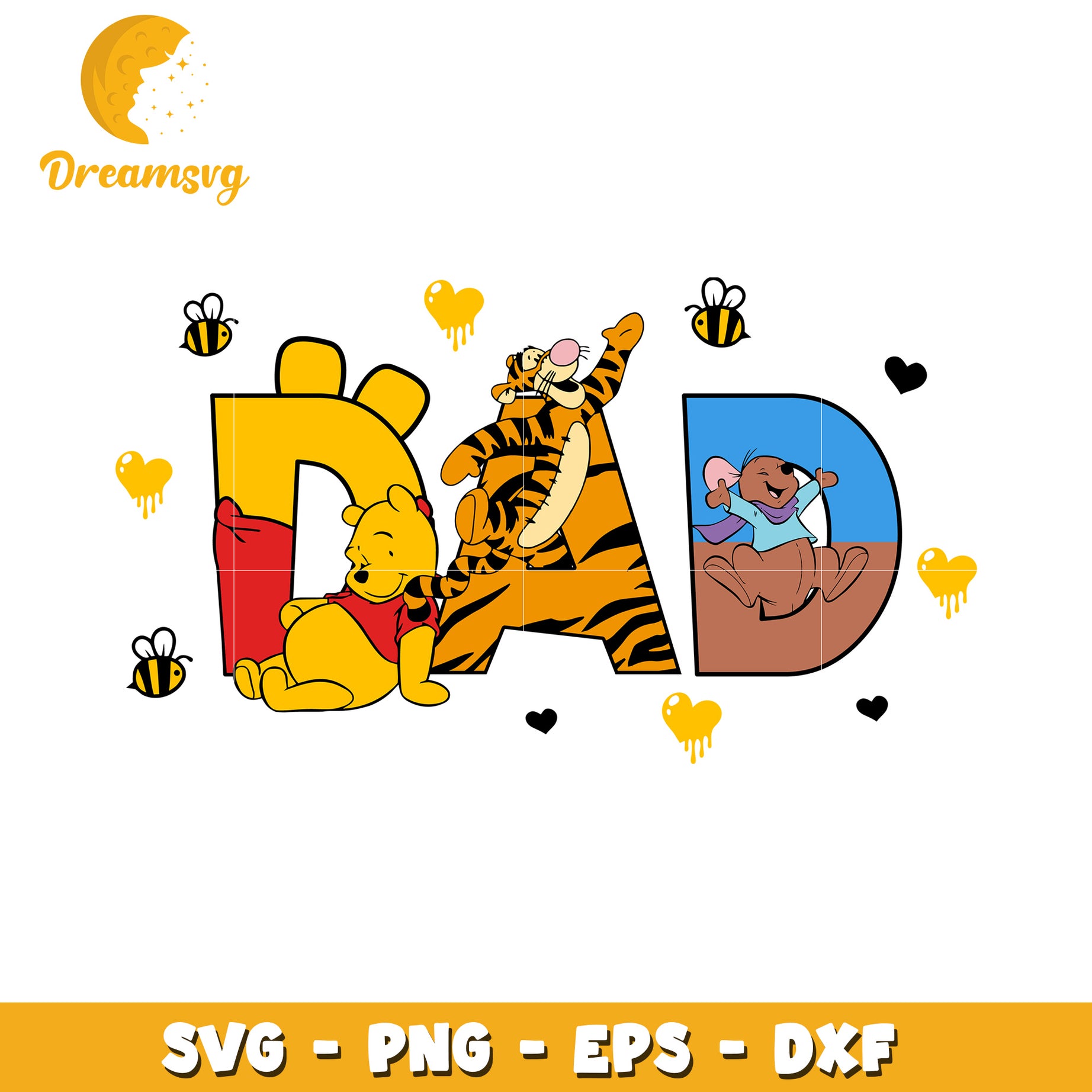 Winnie the Pooh Dad SVG Design for Father's Day Crafts Gifts