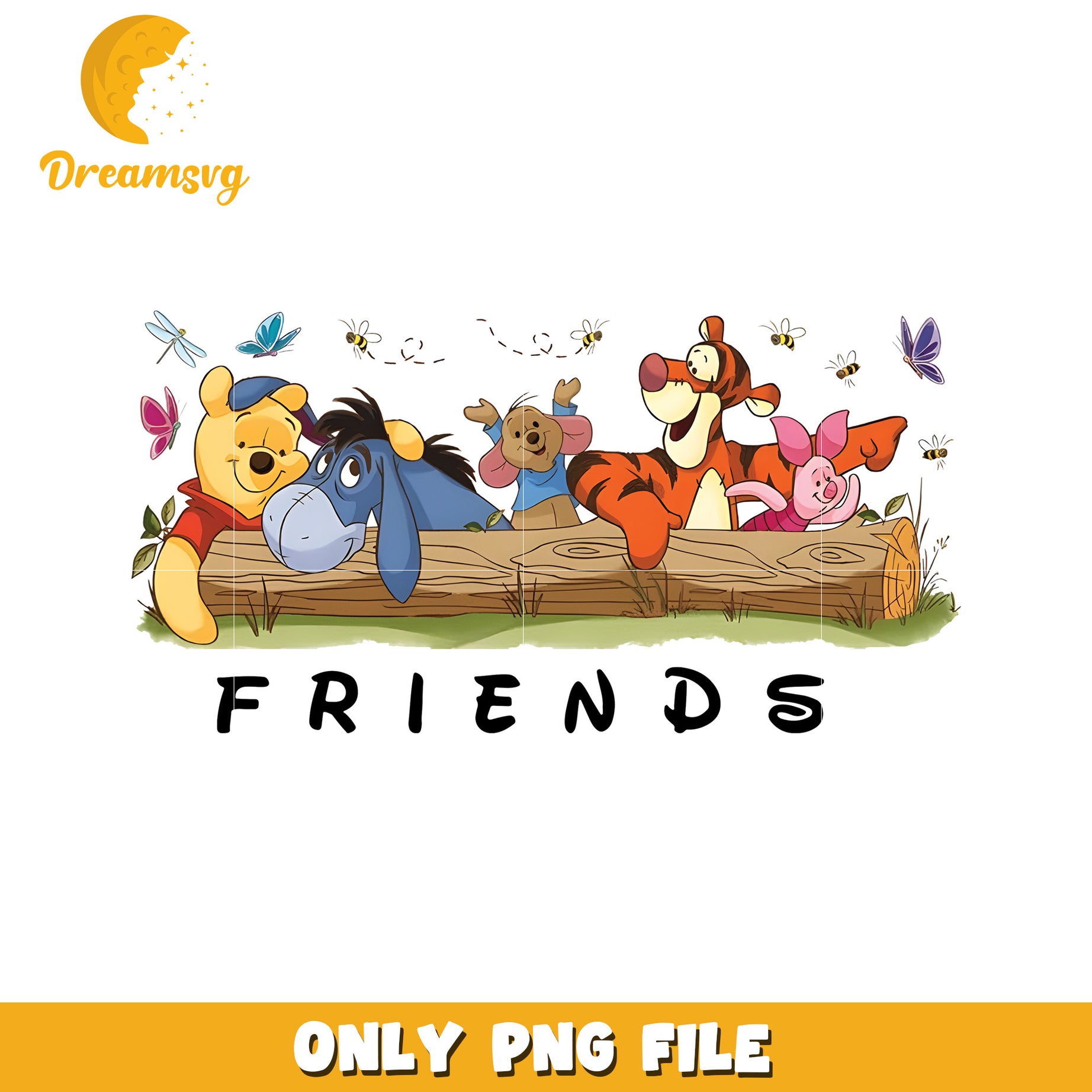 Winnie the Pooh Friends PNG Art for Kids Room Decor