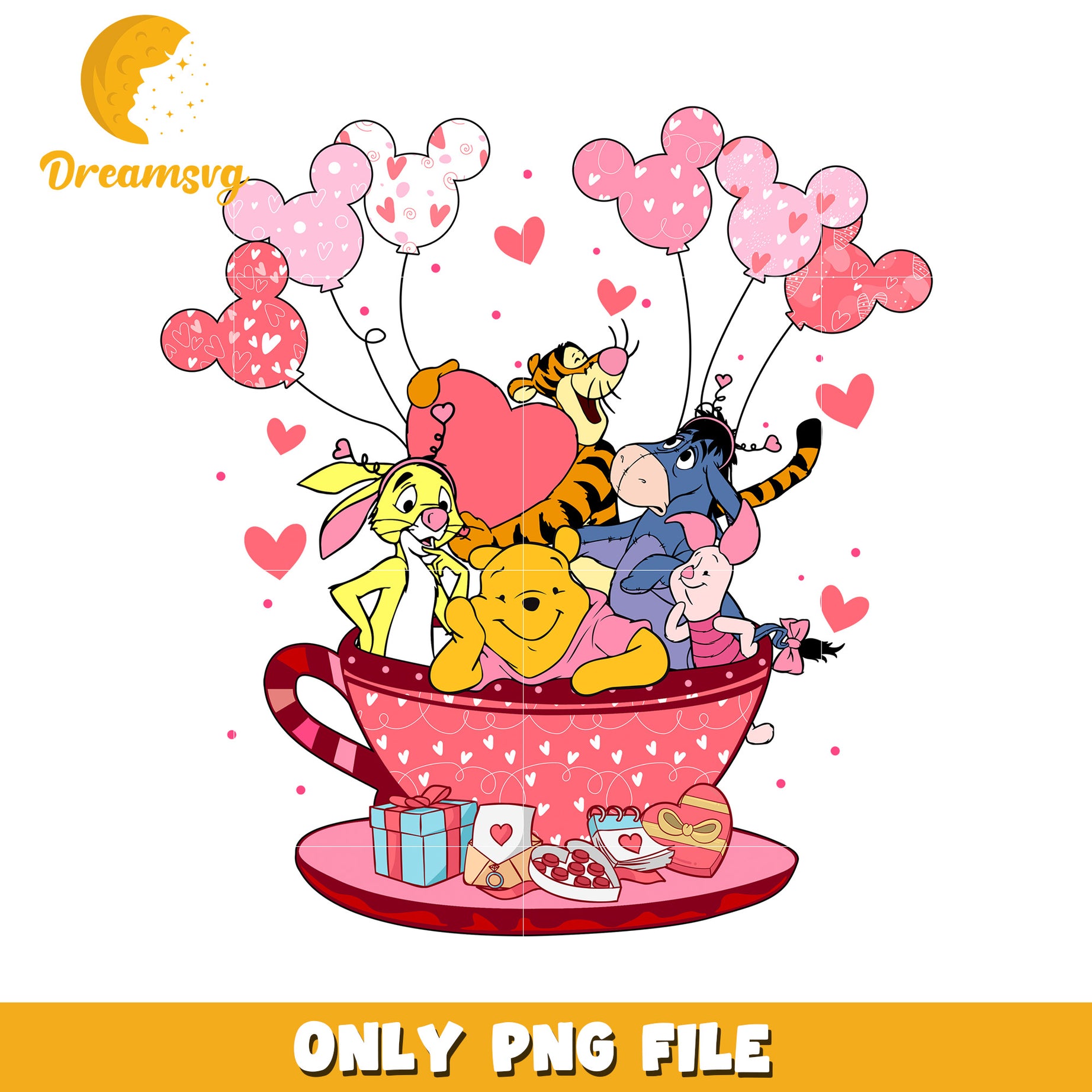 Winnie the Pooh Friendship Cup Valentine PNG Artwork File