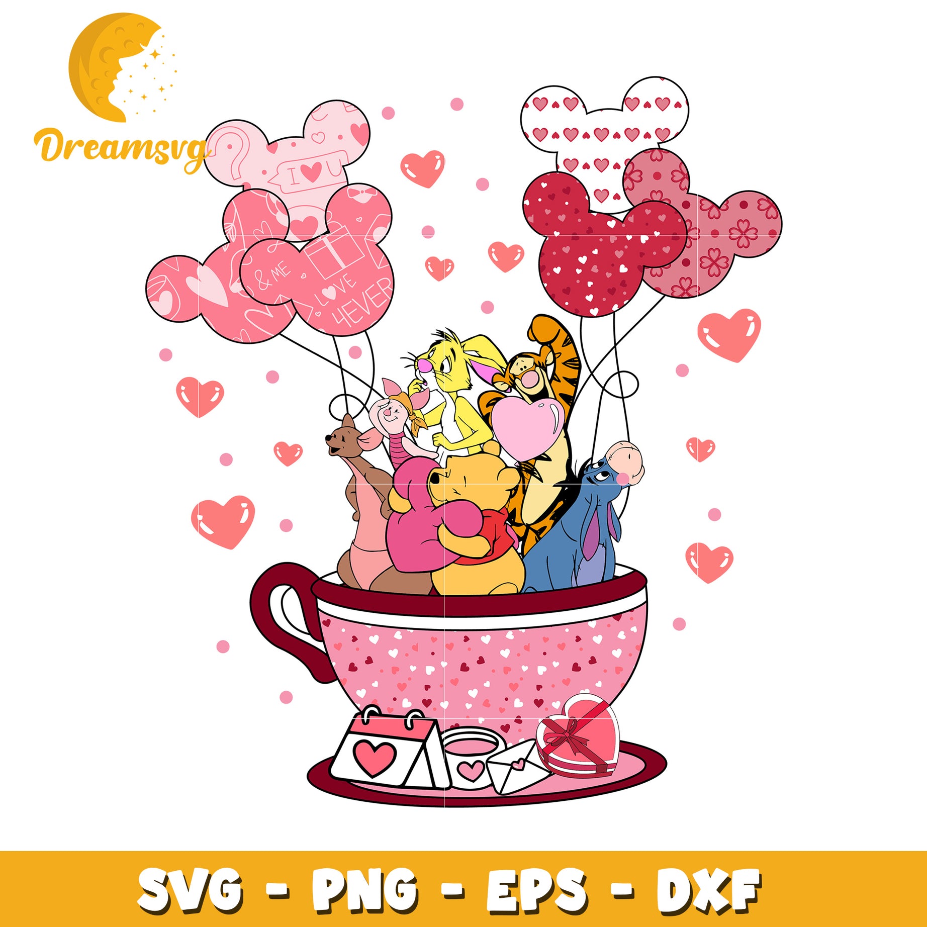 Winnie the Pooh Valentines SVG Bundle