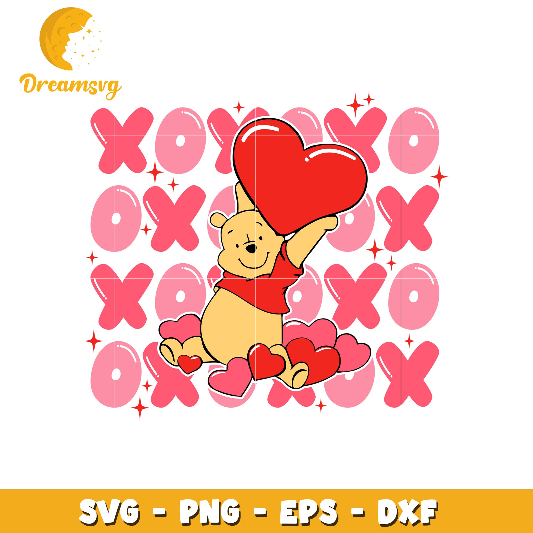 Winnie the Pooh Valentines SVG Cut File