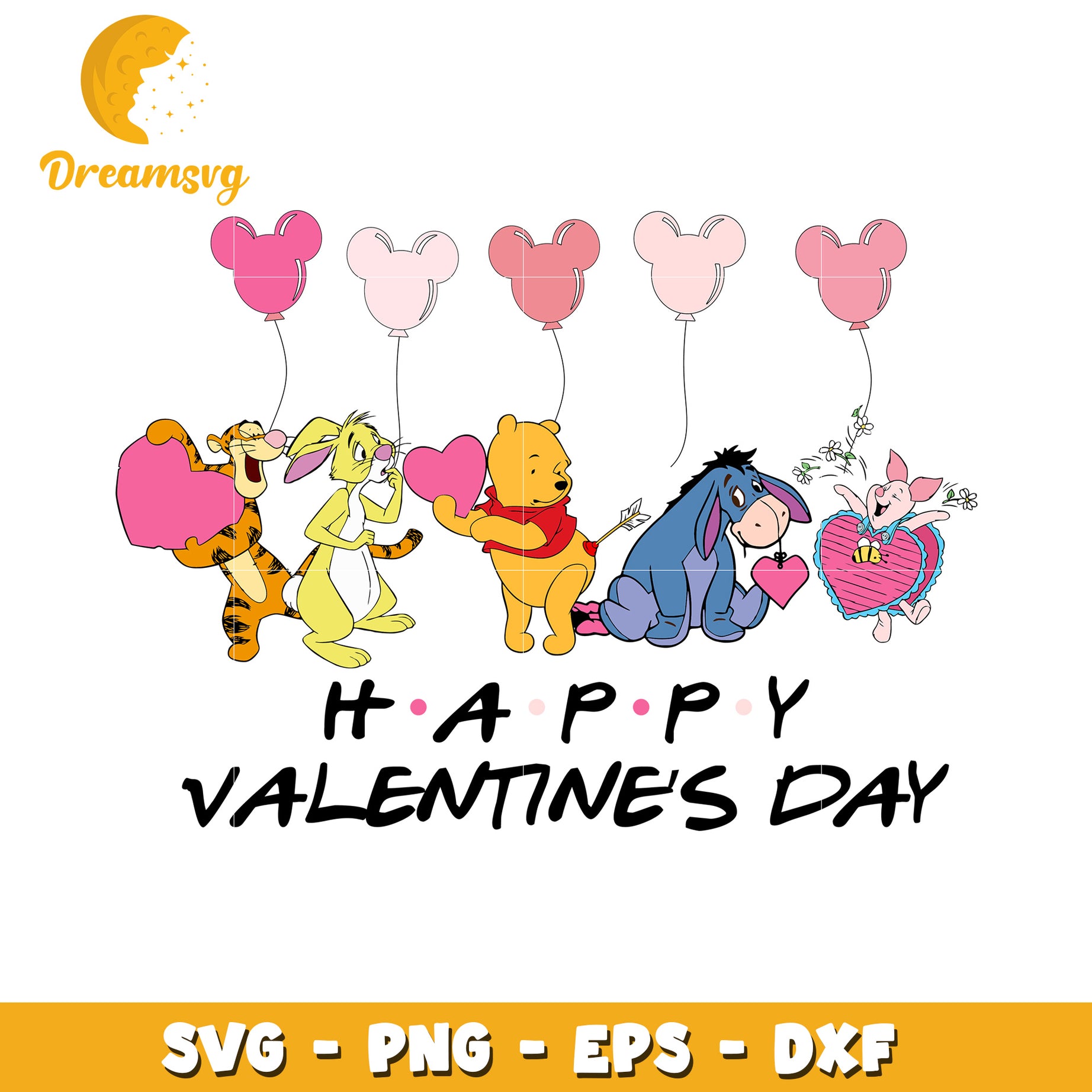 Winnie the Pooh Valentines SVG Cut File