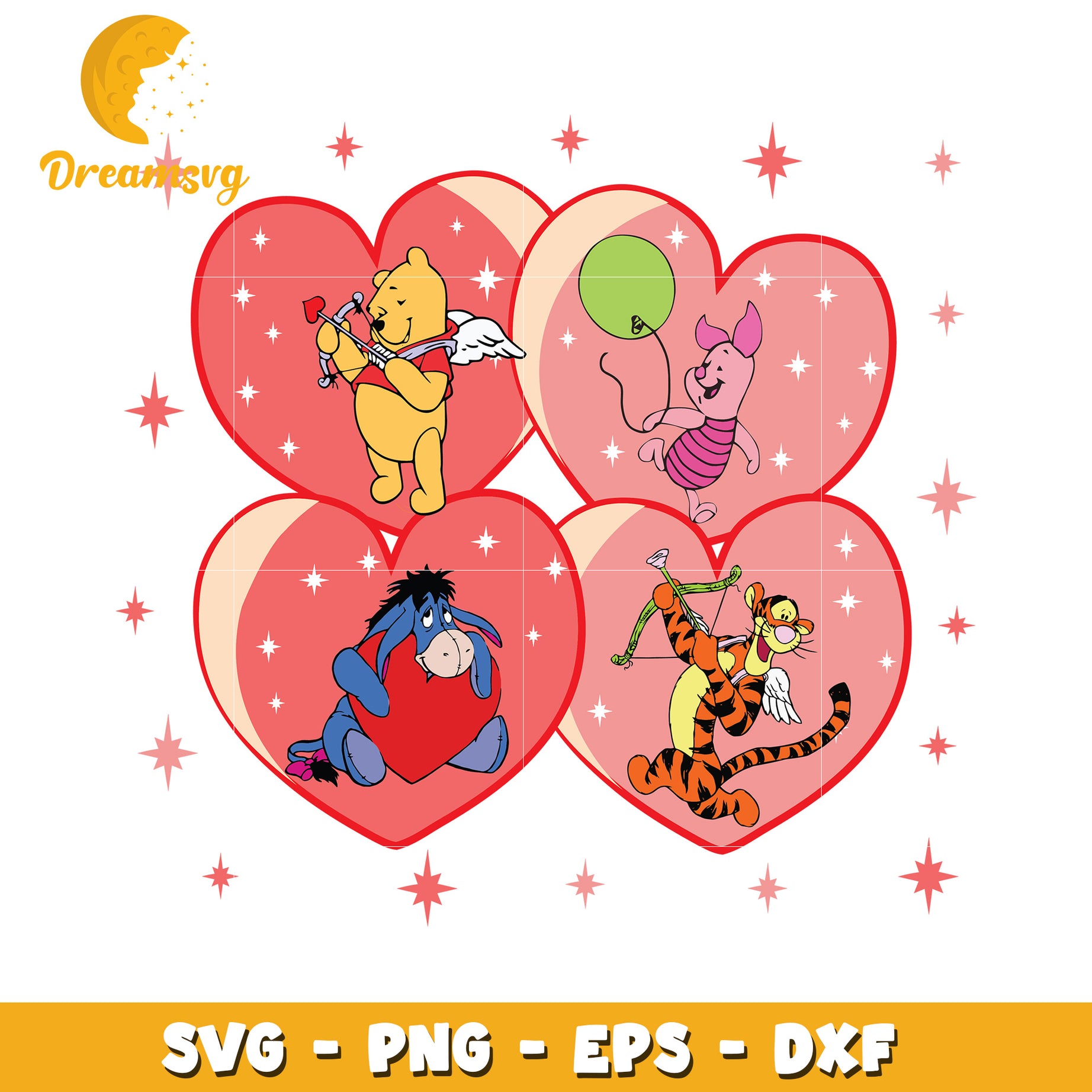 Winnie the Pooh Valentines SVG Cut Files