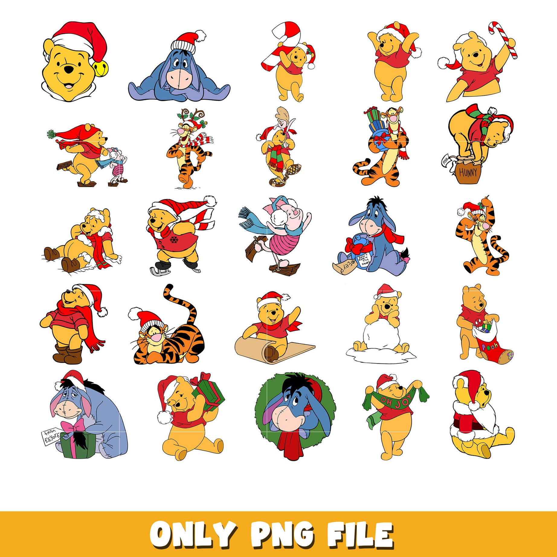 Winnie the Pooh bundle png, Winnie the Pooh png, Disney cartoon png, Digital download 