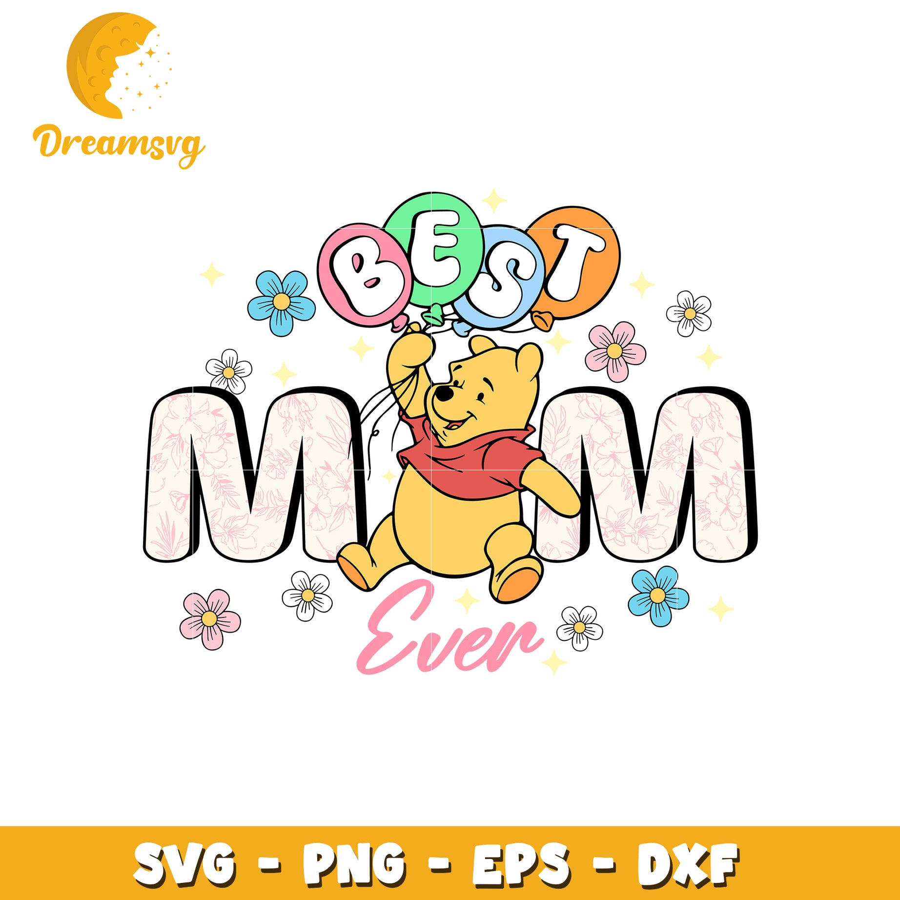 Winnie the pooh best mom ever svg, winnie the pooh svg, best mom svg