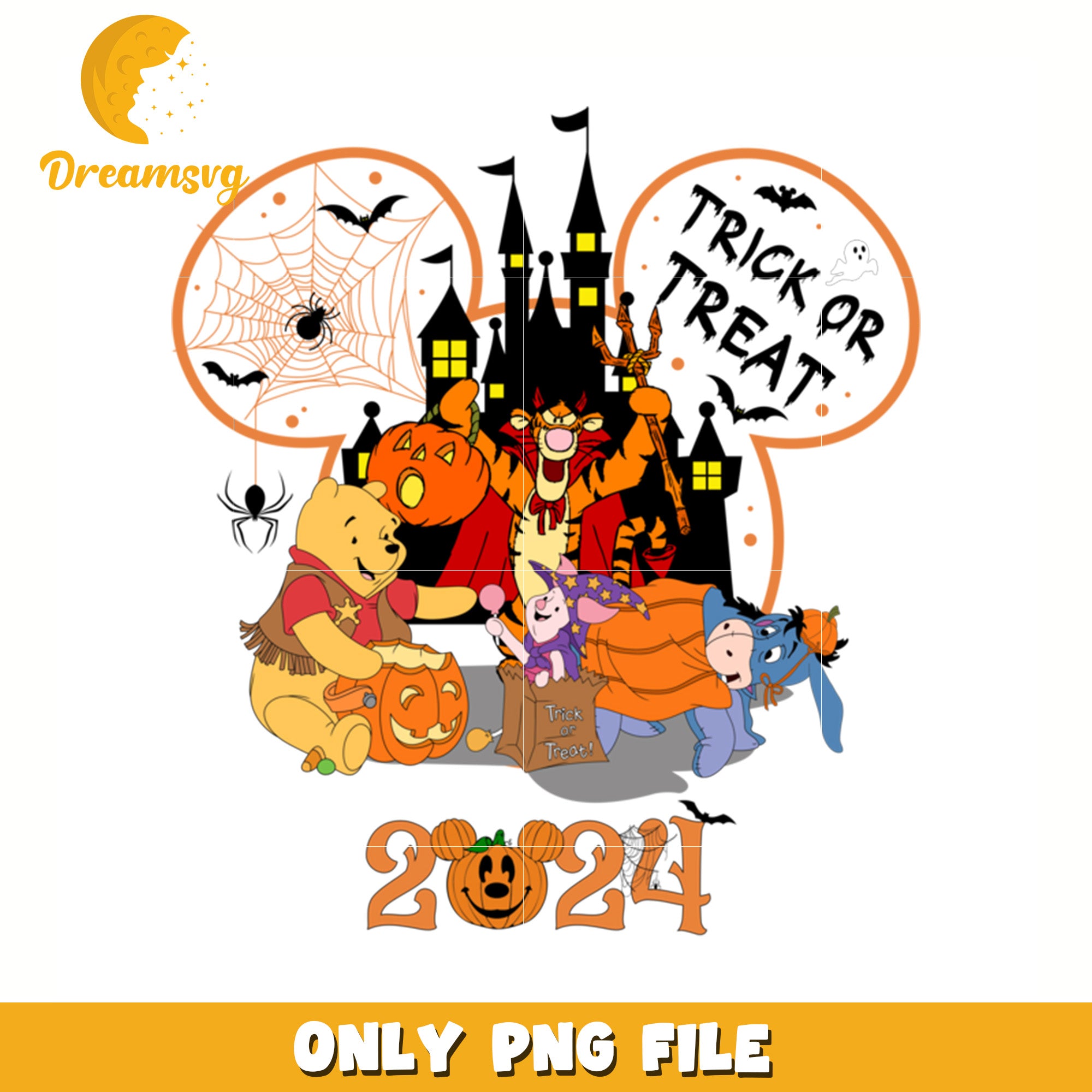 Winnie the pooh characters halloween png, halloween candy png, spooky halloween png