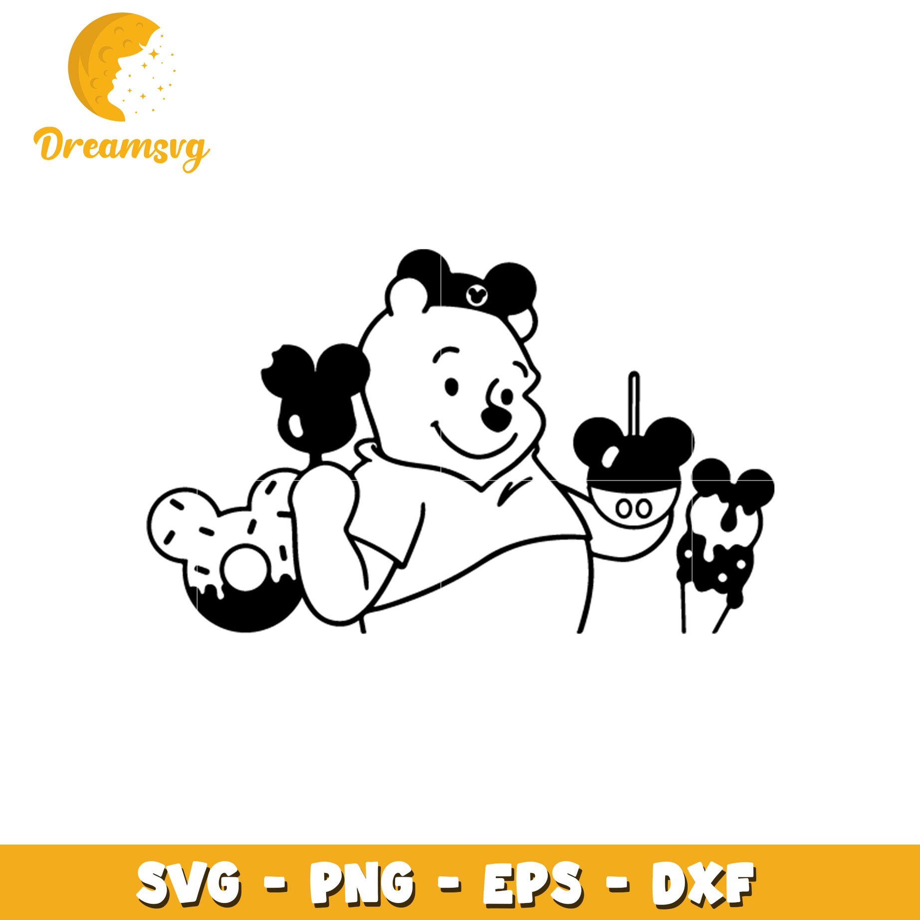 Winnie the pooh enjoying treats svg cute cartoon design, winnie the pooh svg
