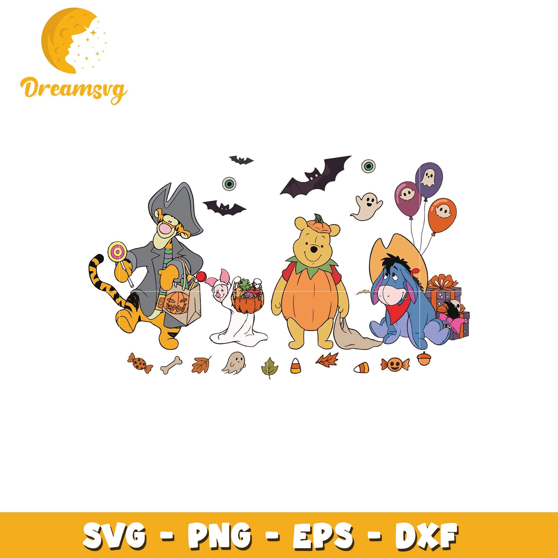 Winnie the pooh halloween svg, halloween candy svg, halloween characters svg