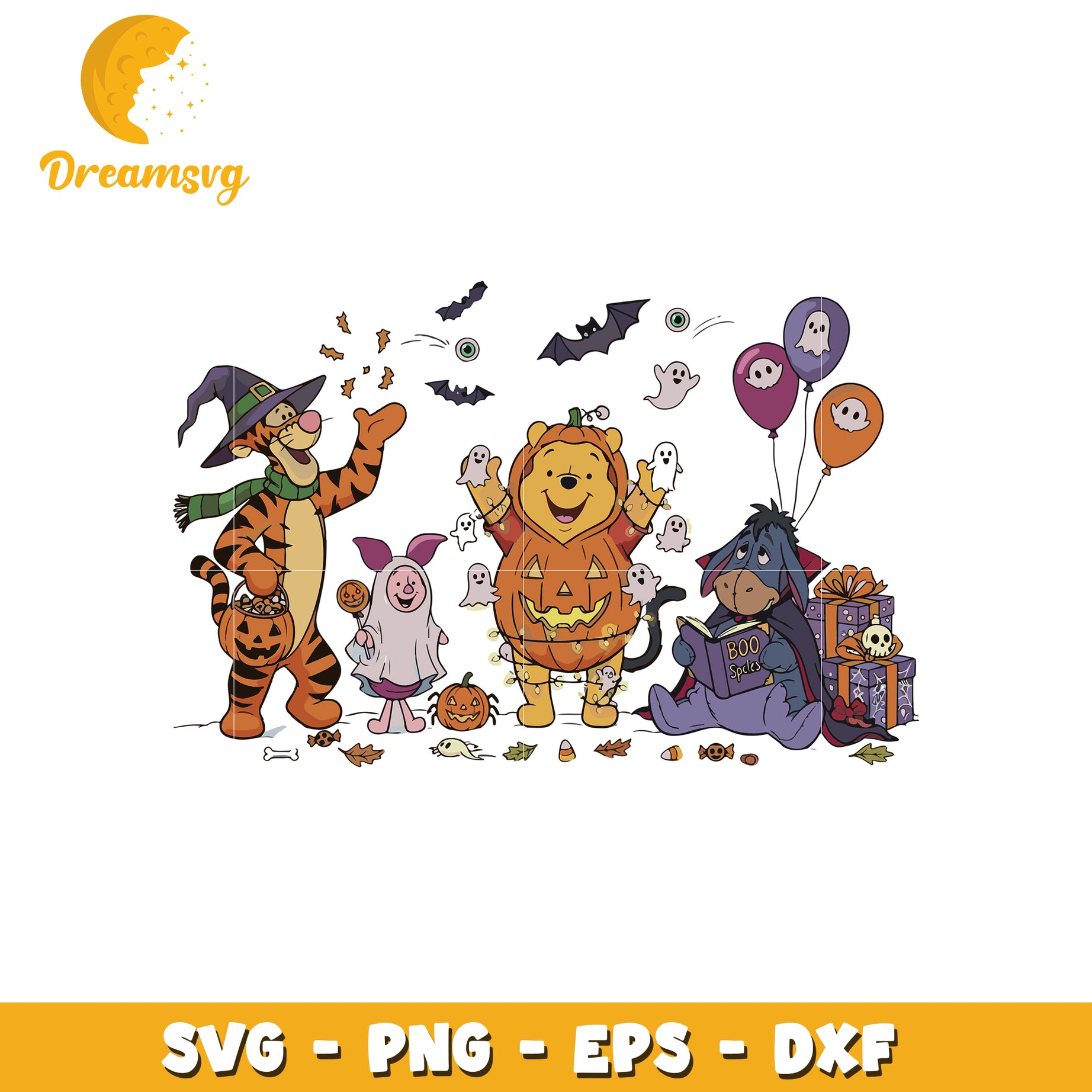 Winnie the pooh halloween svg, spooky halloween svg, trick or treat svg