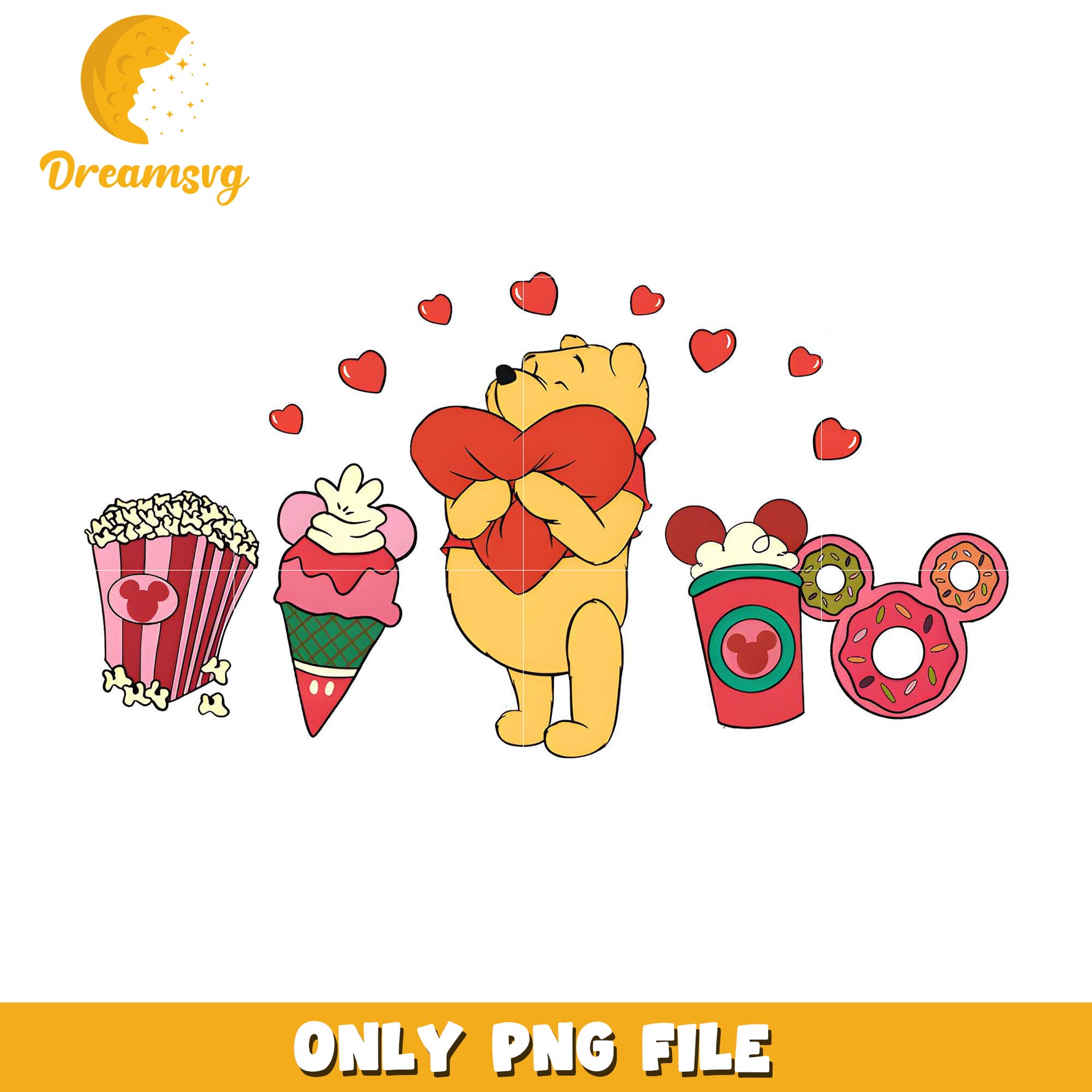 Winnie the pooh heart shape png, sweet valentine png