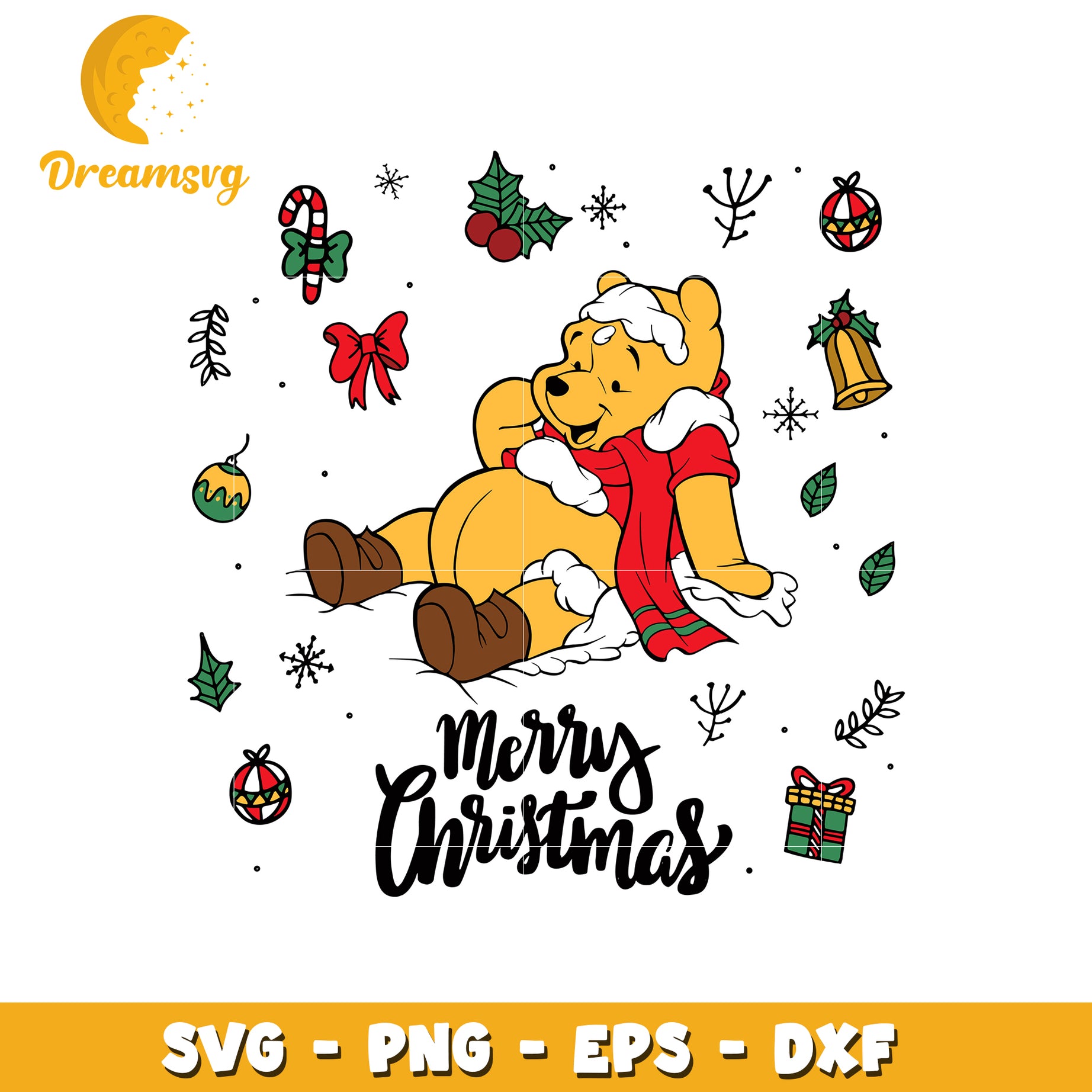 Winnie the pooh merry christmas svg, disney svg, merry christmas svg