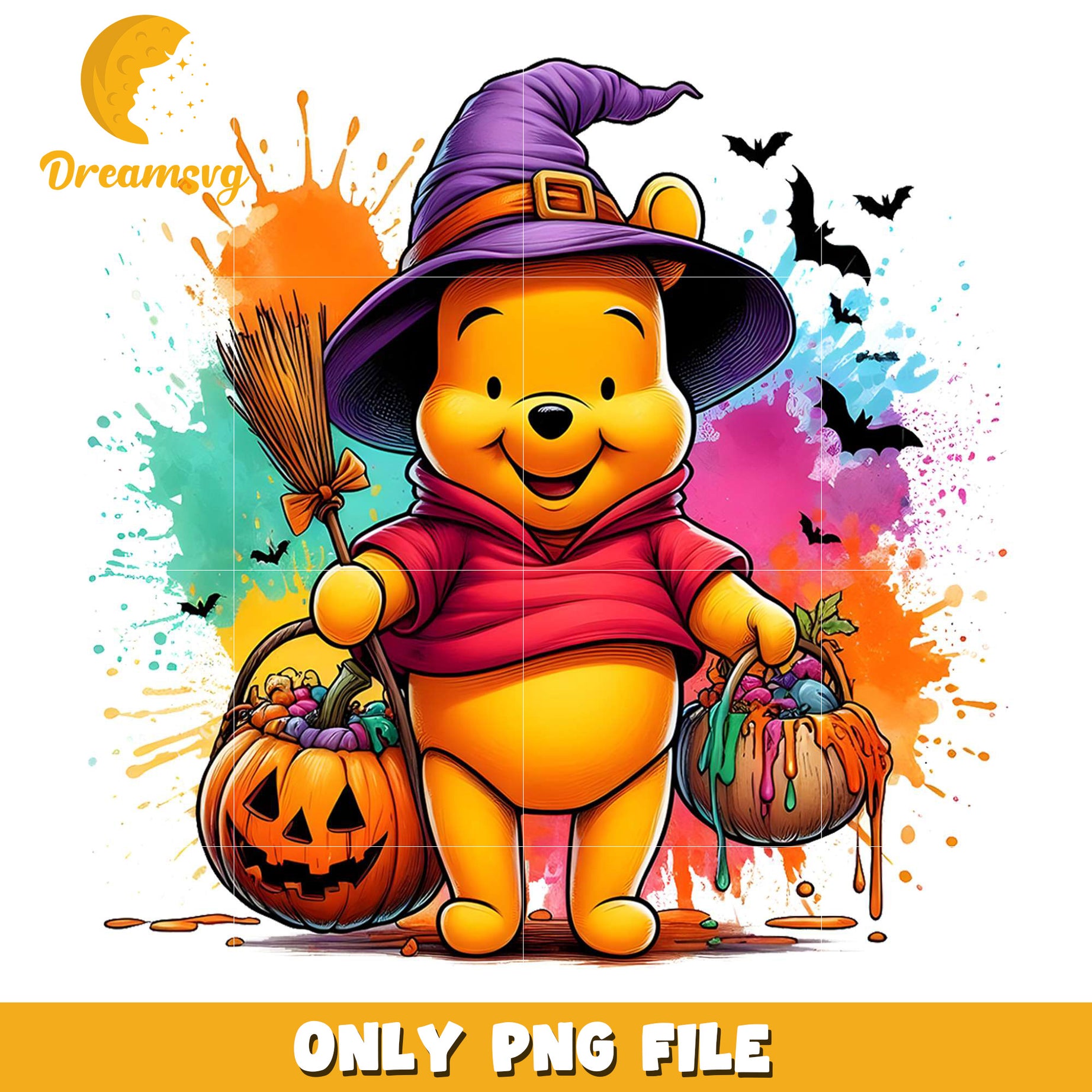 Winnie the pooh png, trick oe treat png, halloween era png