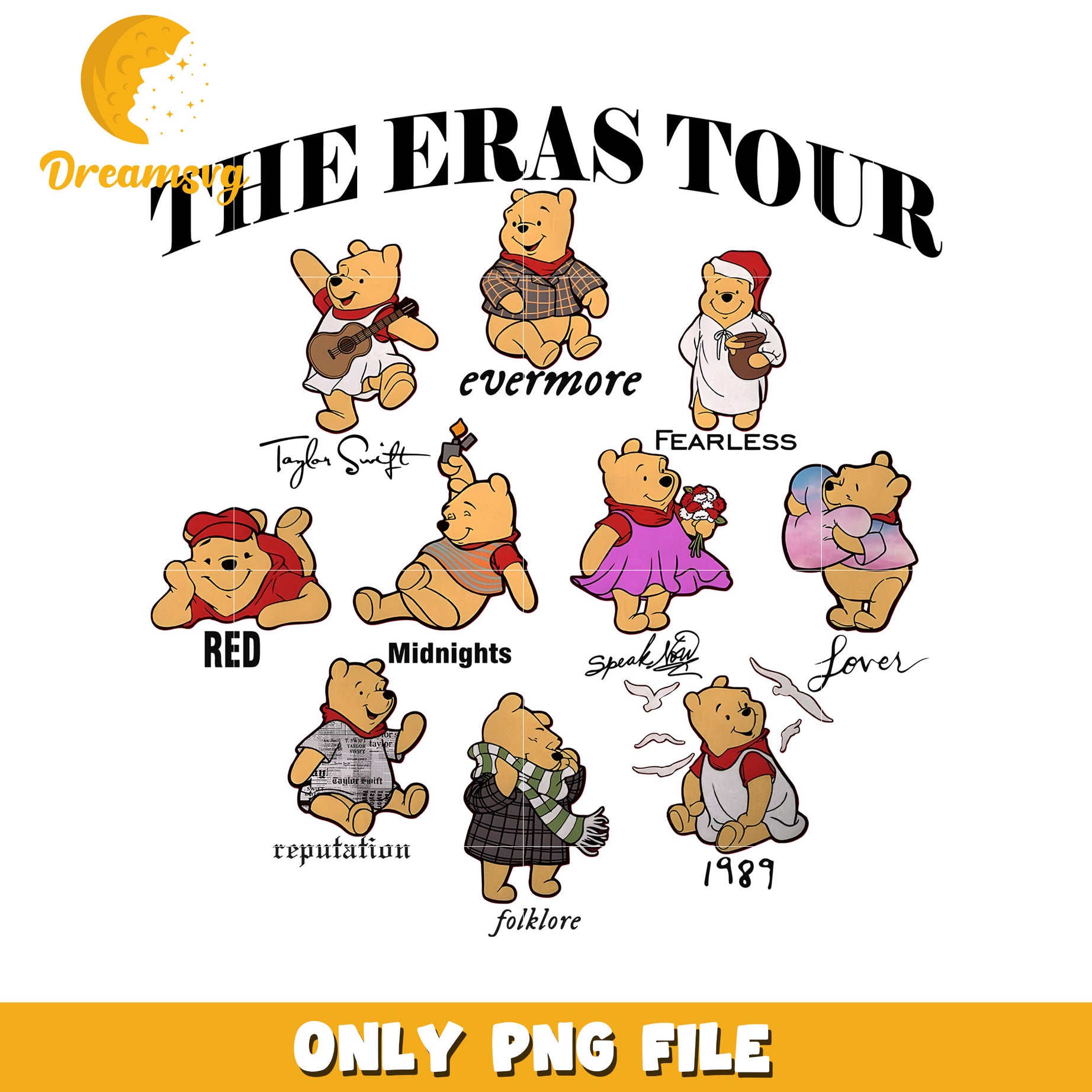 Winnie the pooh the eras tour taylor albums png, the eras tour png