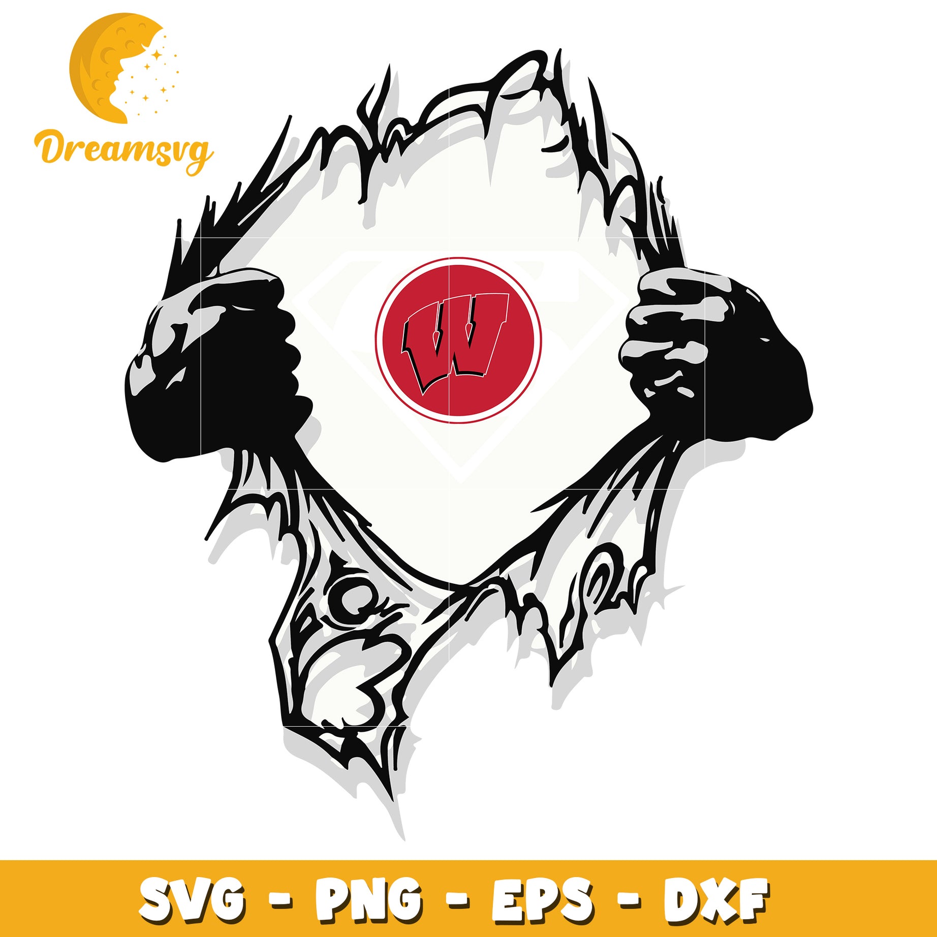 Wisconsin Badger SVG PNG EPS DXF Ripped Shirt Design