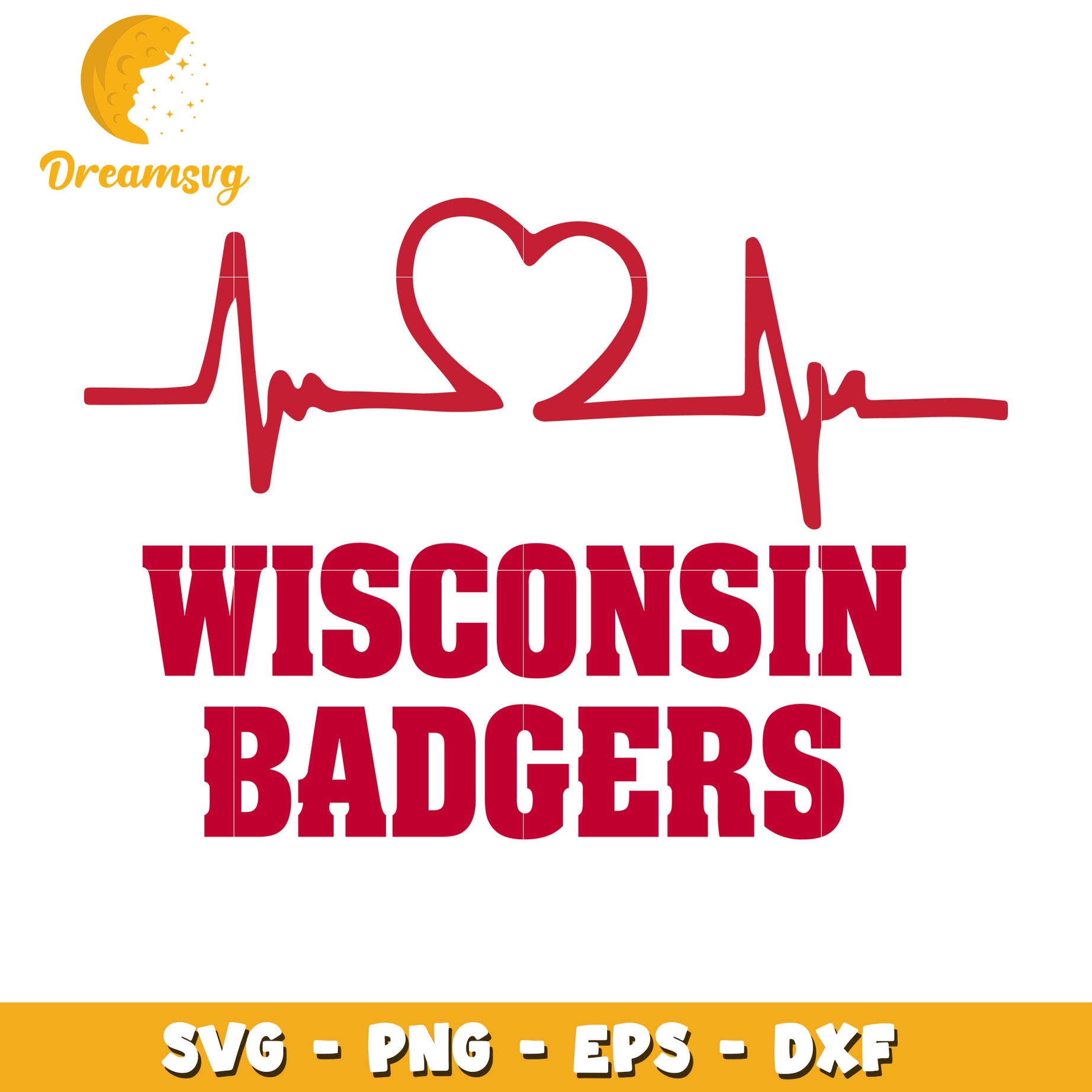 Wisconsin Badgers Heartbeat SVG Cut File