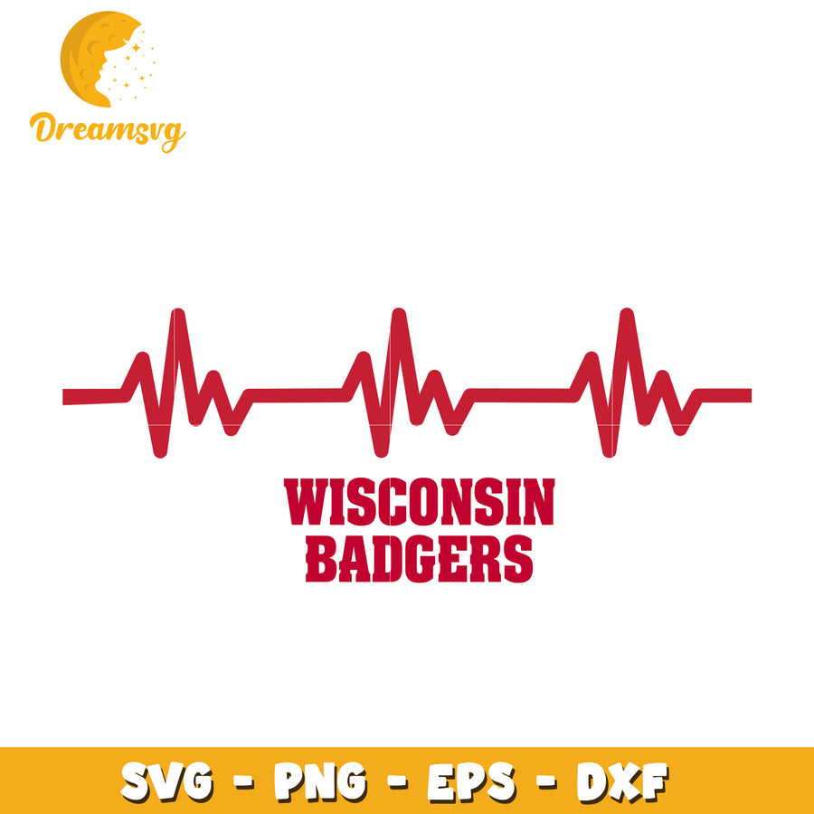 Wisconsin Badgers Heartbeat SVG Design for Sports Fans and Crafts