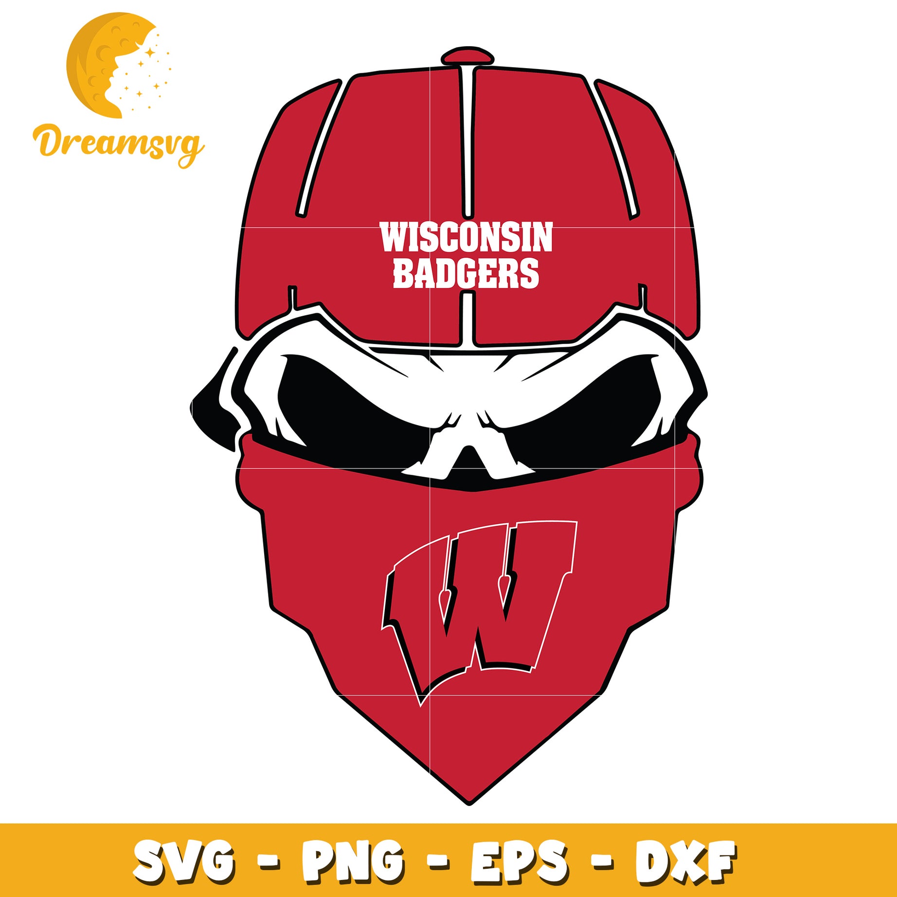 Wisconsin Badgers Skull SVG Cut File