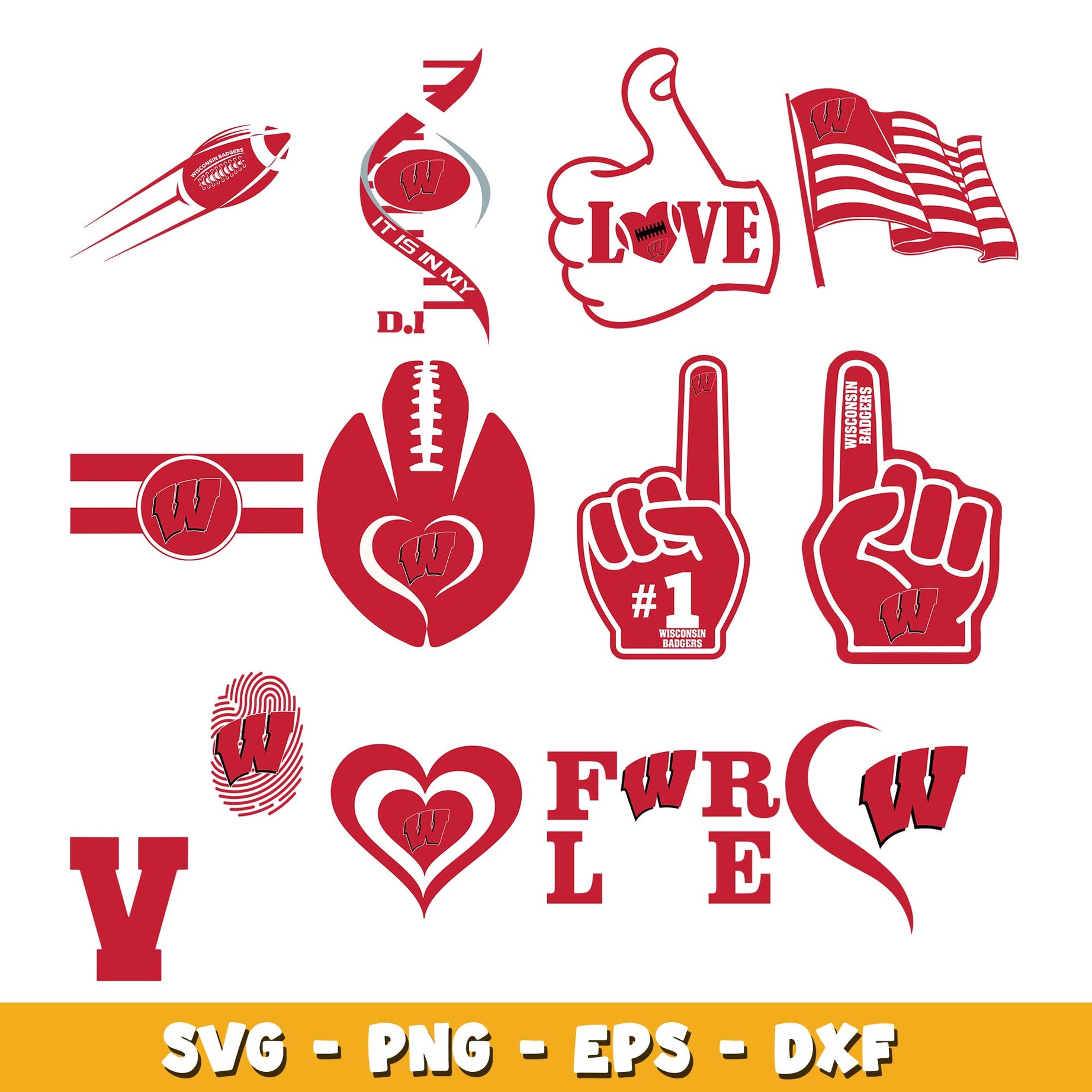 Love Wisconsin Football Bundle svg, Wisconsin logo svg, ncaa svg 