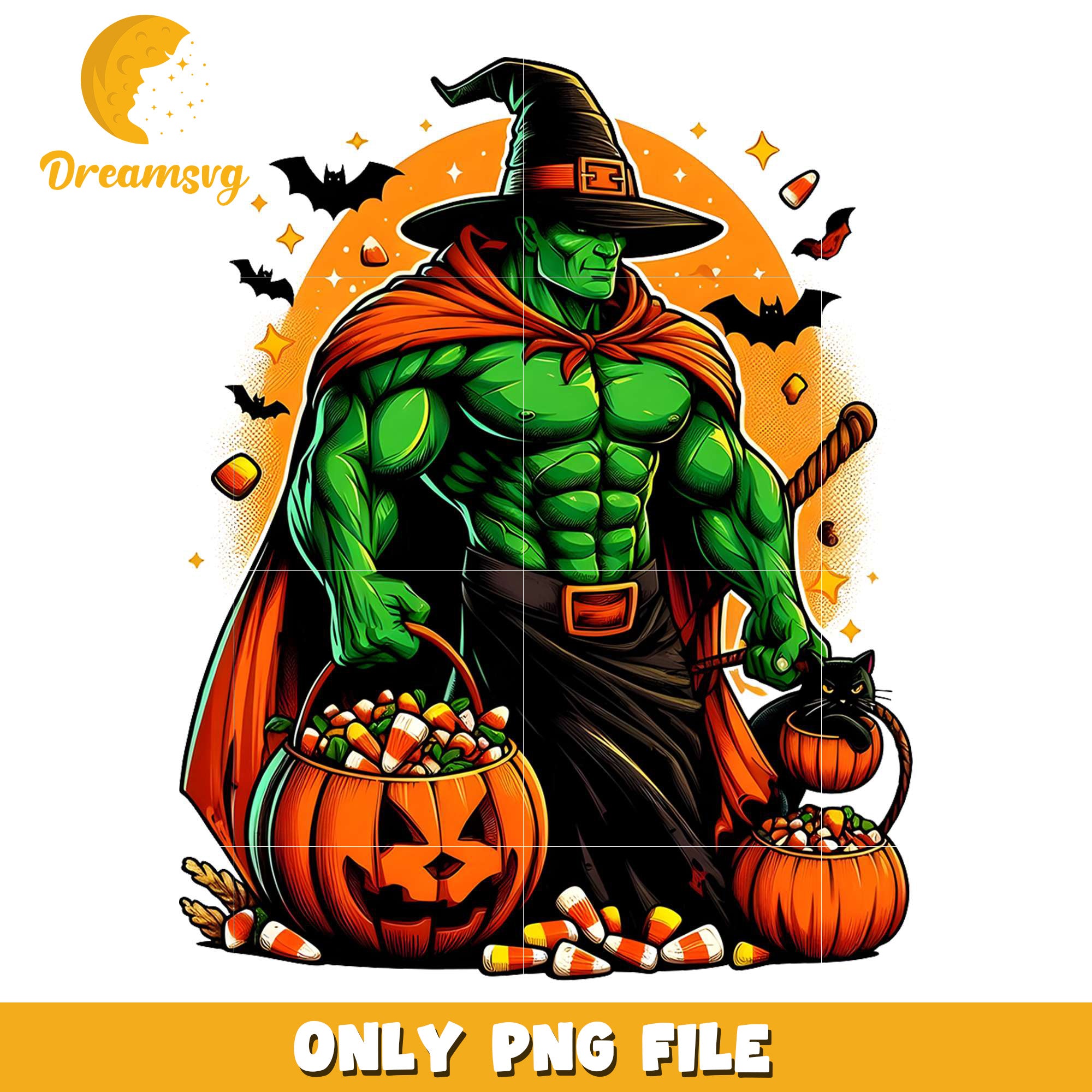 Witchy hulk png, halloween​​​​ decor png, halloween wallpaper​ png