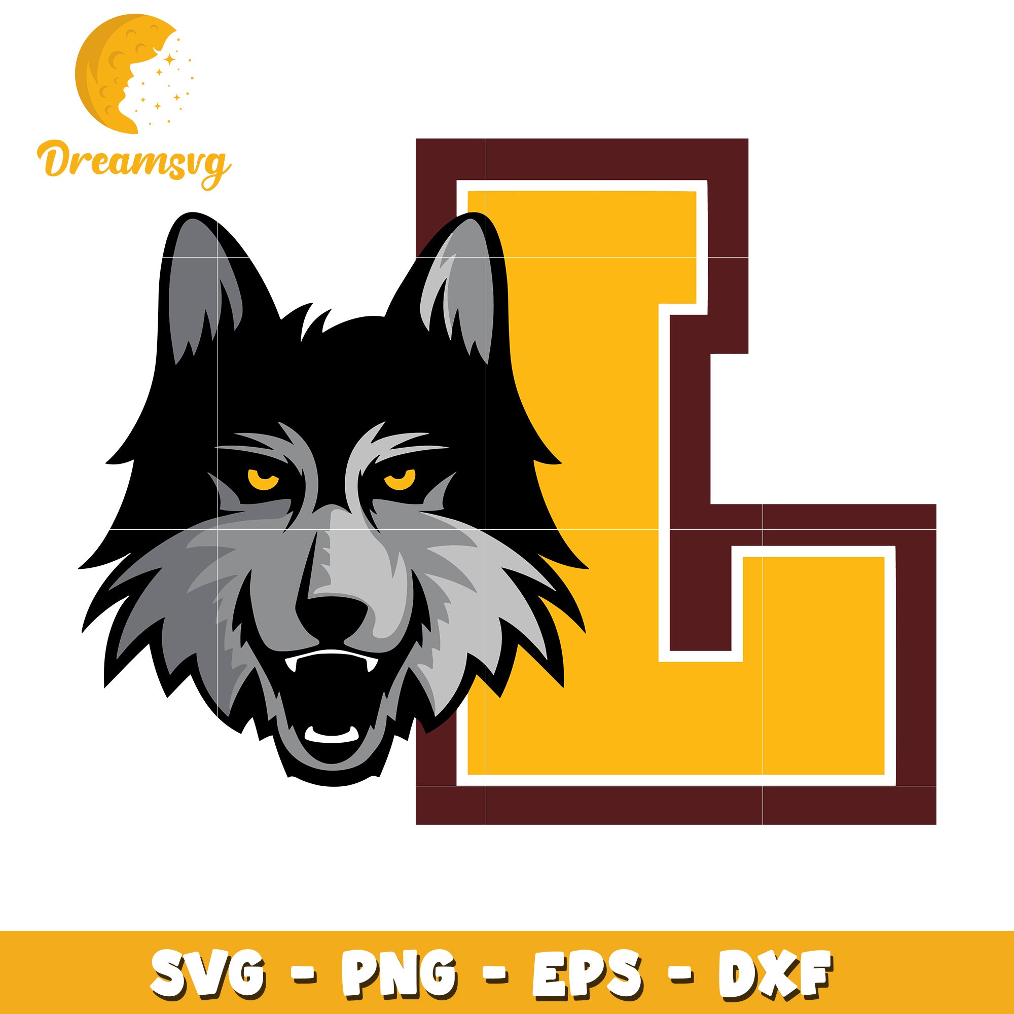 Wolf Head Letter L SVG PNG EPS DXF