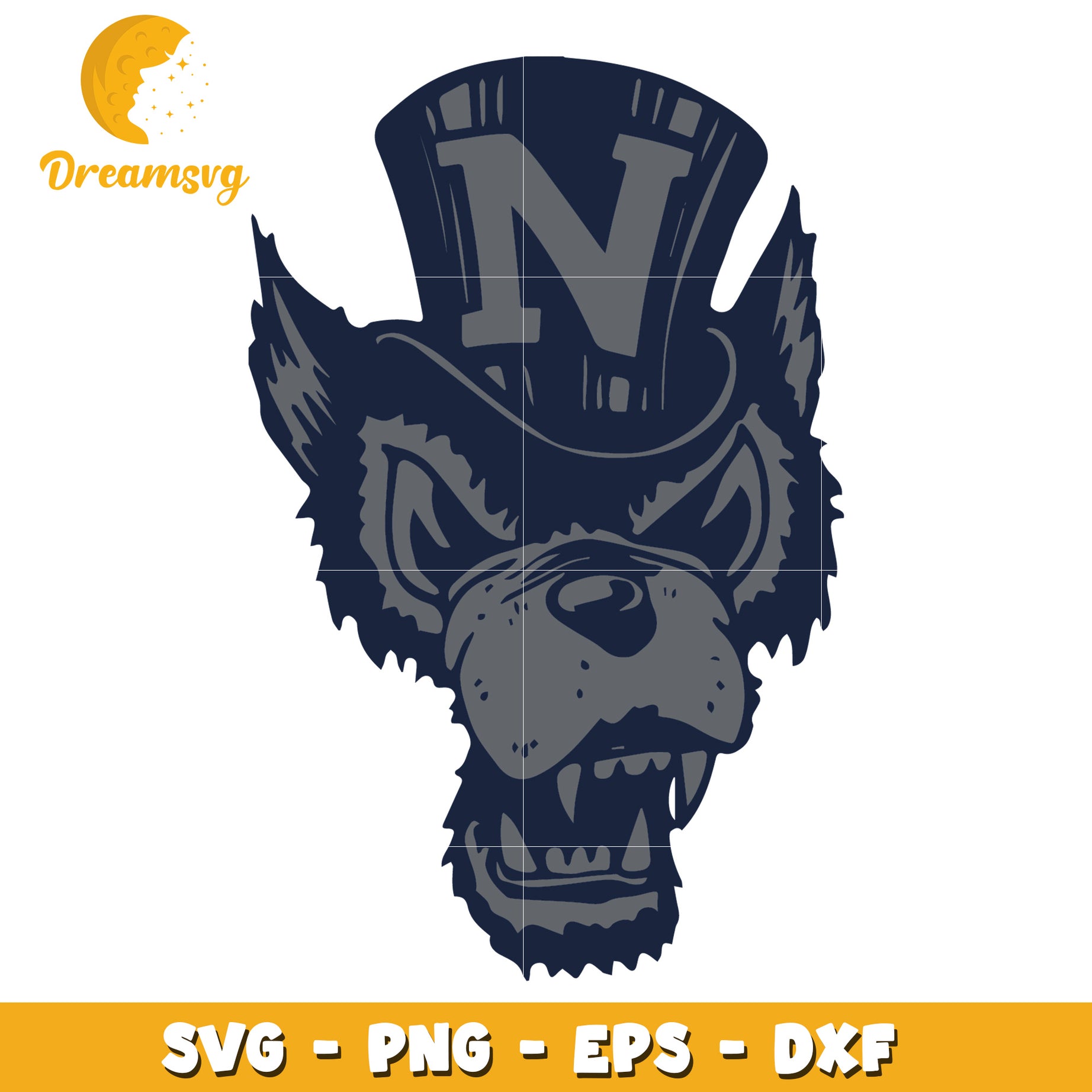 Wolf in Top Hat SVG PNG EPS DXF Cut File