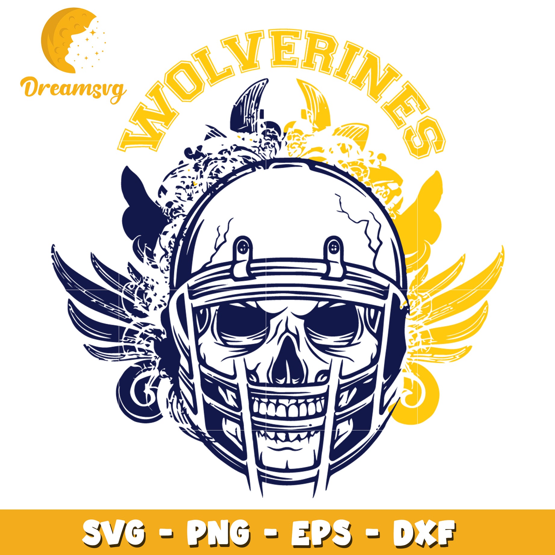 Wolverine Skull Football Helmet SVG PNG EPS DXF