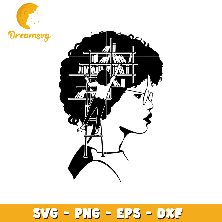 Woman reaching for books svg, woman svg, reaching for books svg