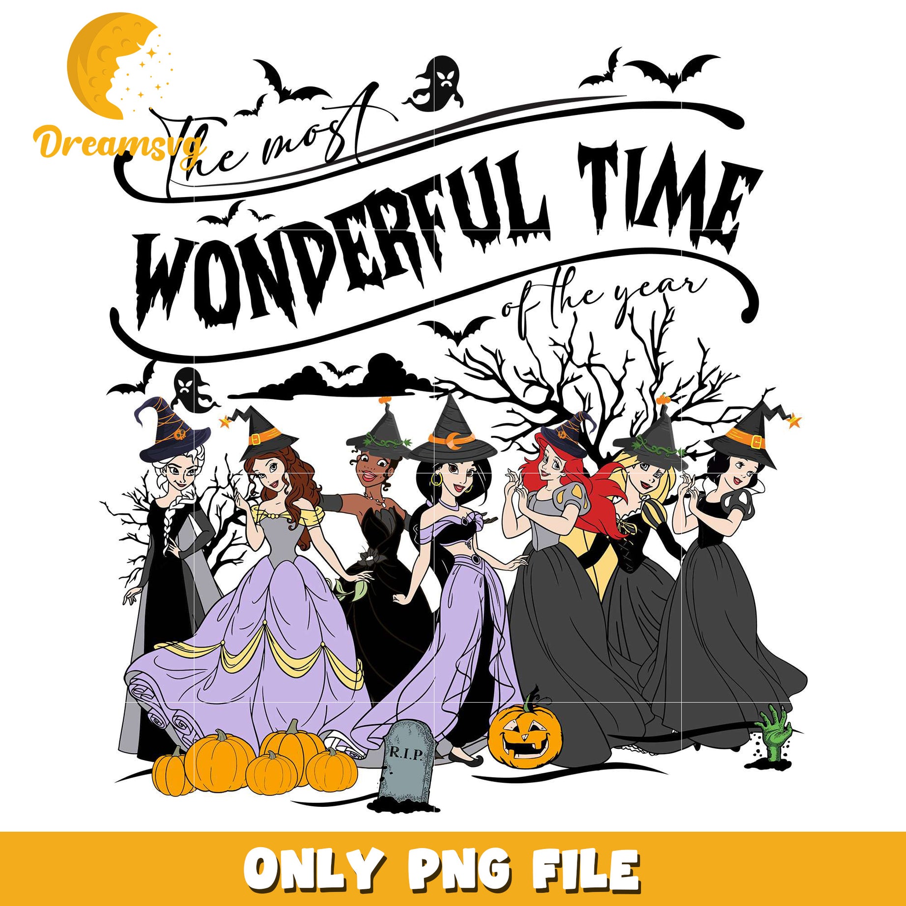 Wonderful time png, halloween ​​candy png, disney princess png