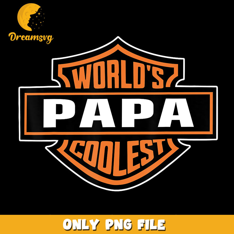 World's Coolest Papa Harley Style Badge PNG, Best Dad, Father Day PNG