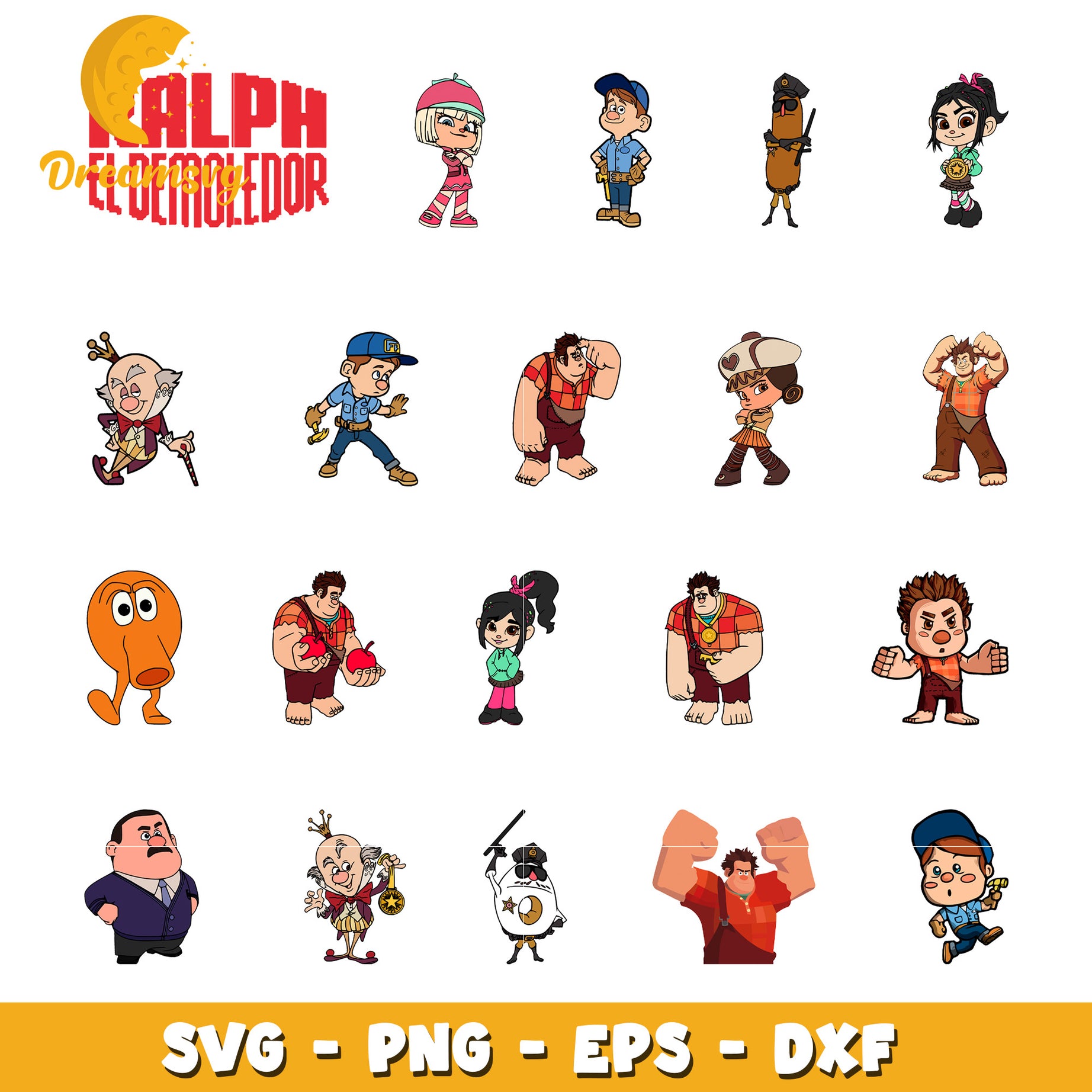 Wreck It Ralph characters bundle svg, disney cartoon svg