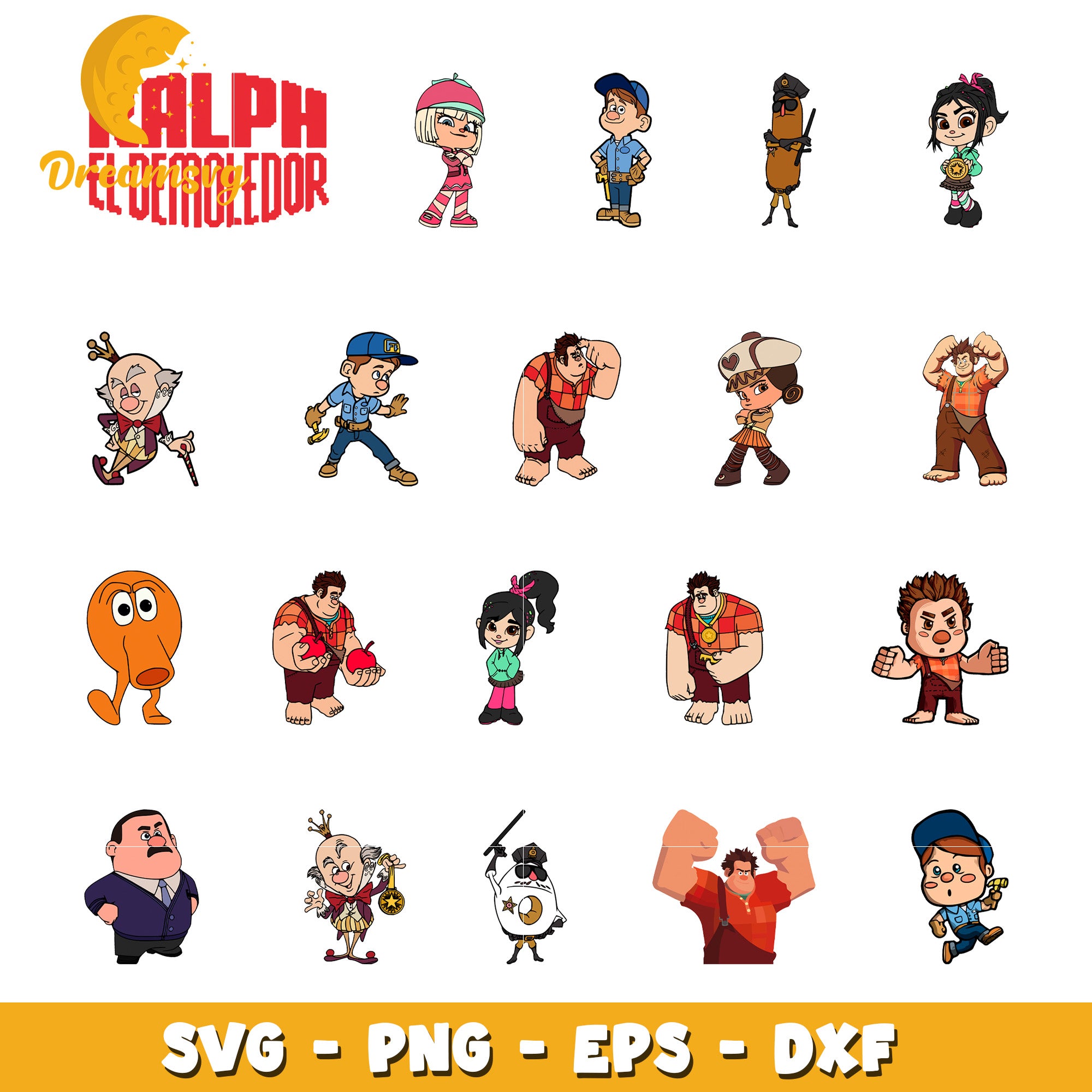 Wreck It Ralph characters bundle svg, disney cartoon svg – DreamSVG Store