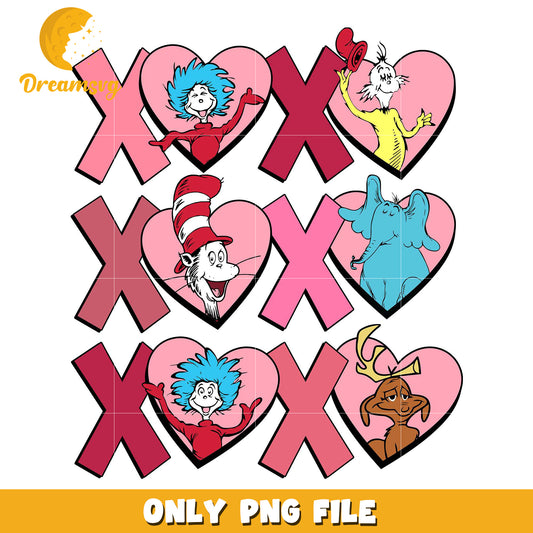 XOXO Dr.Seuss valentine png, Dr.Seuss character png, cartoon png