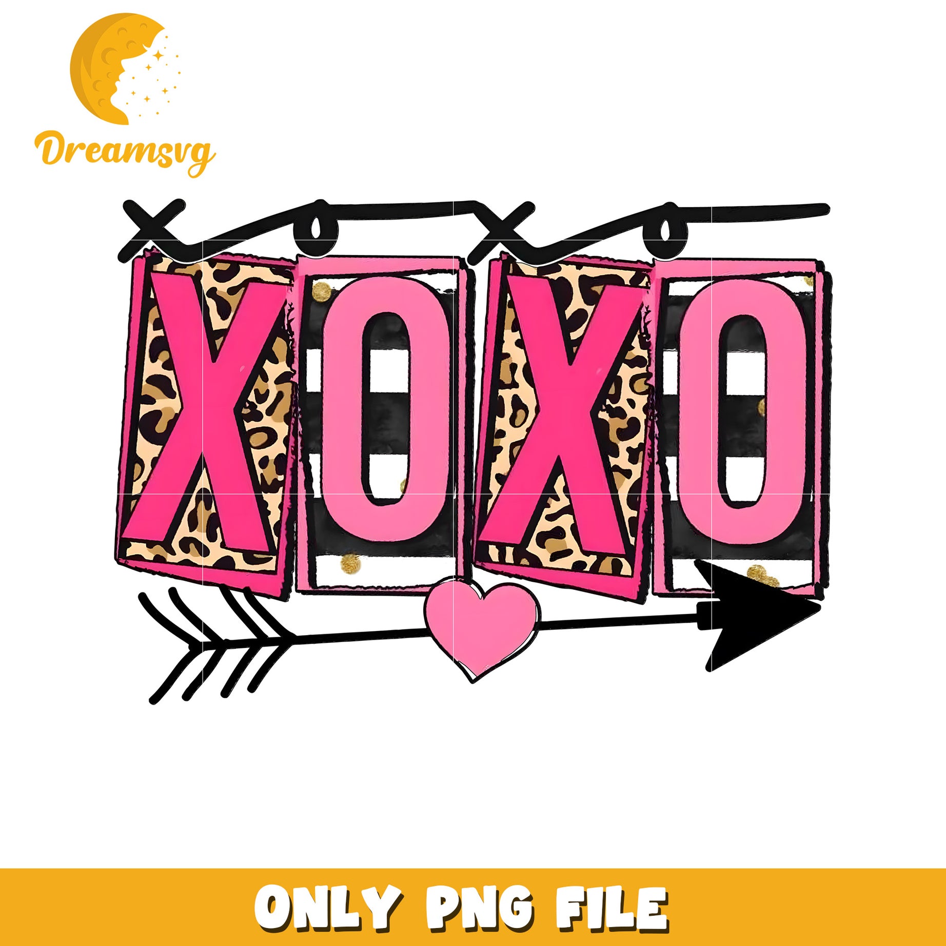 XOXO Leopard Pink PNG Design