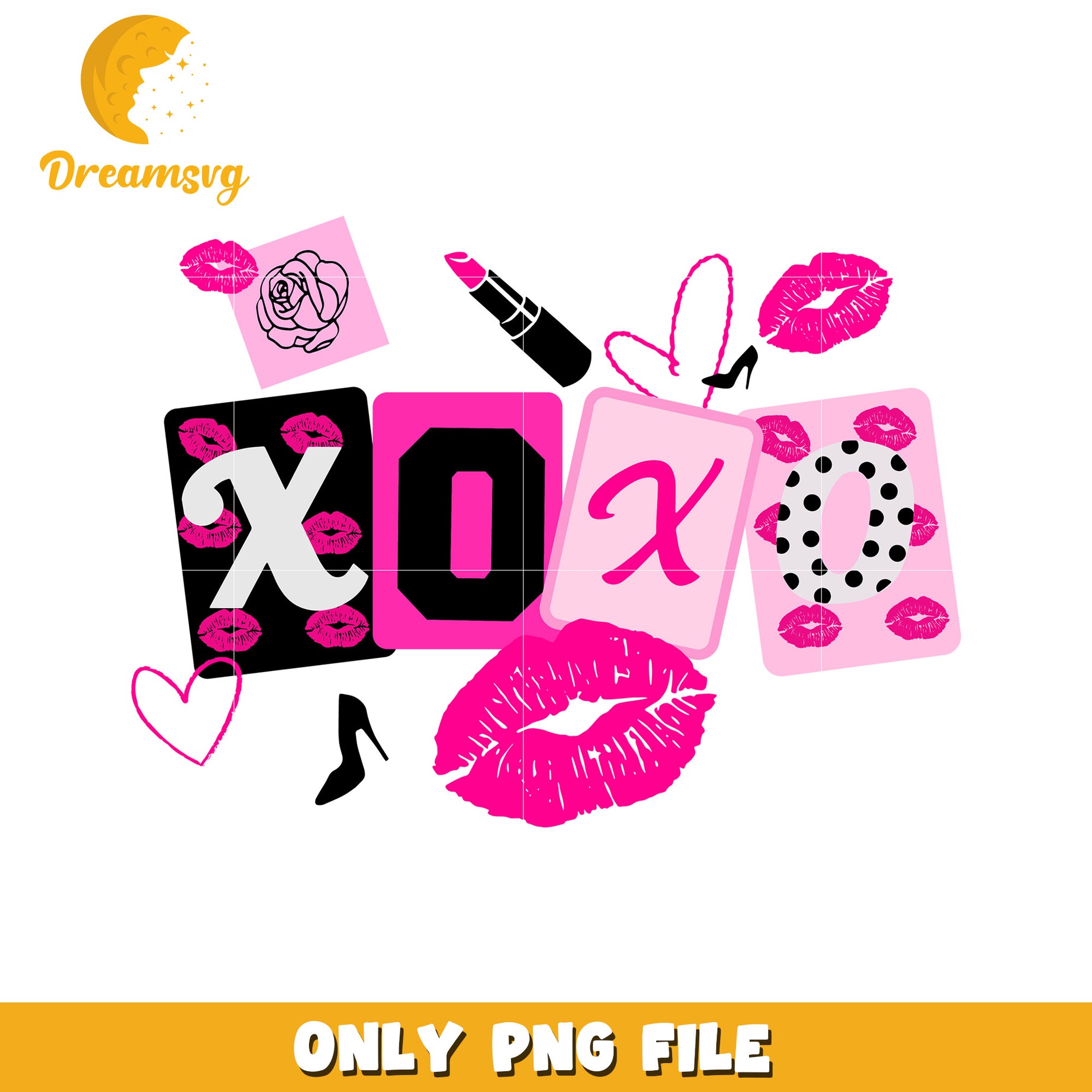 XOXO Lips Makeup PNG Design