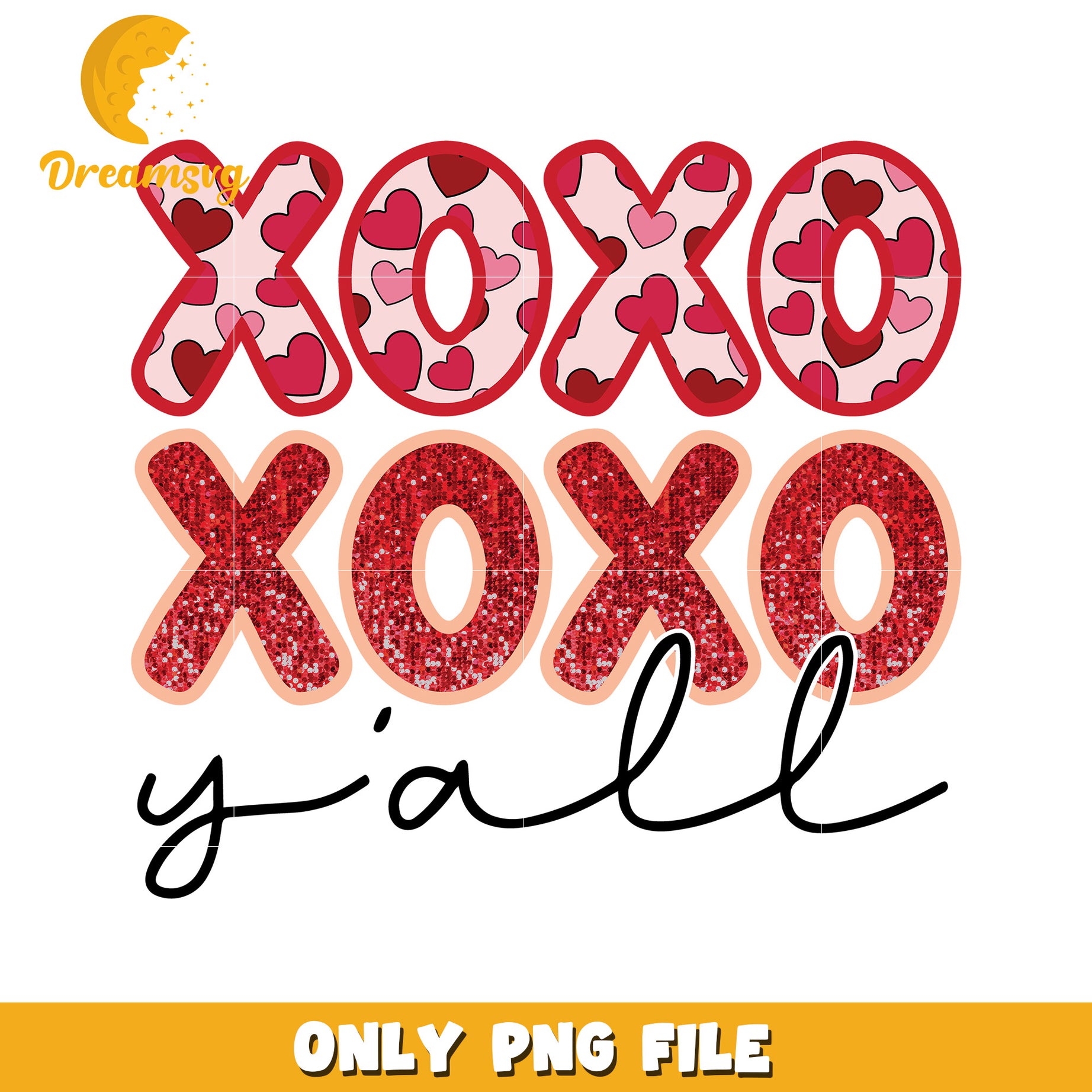 XOXO Yall Valentines PNG Design