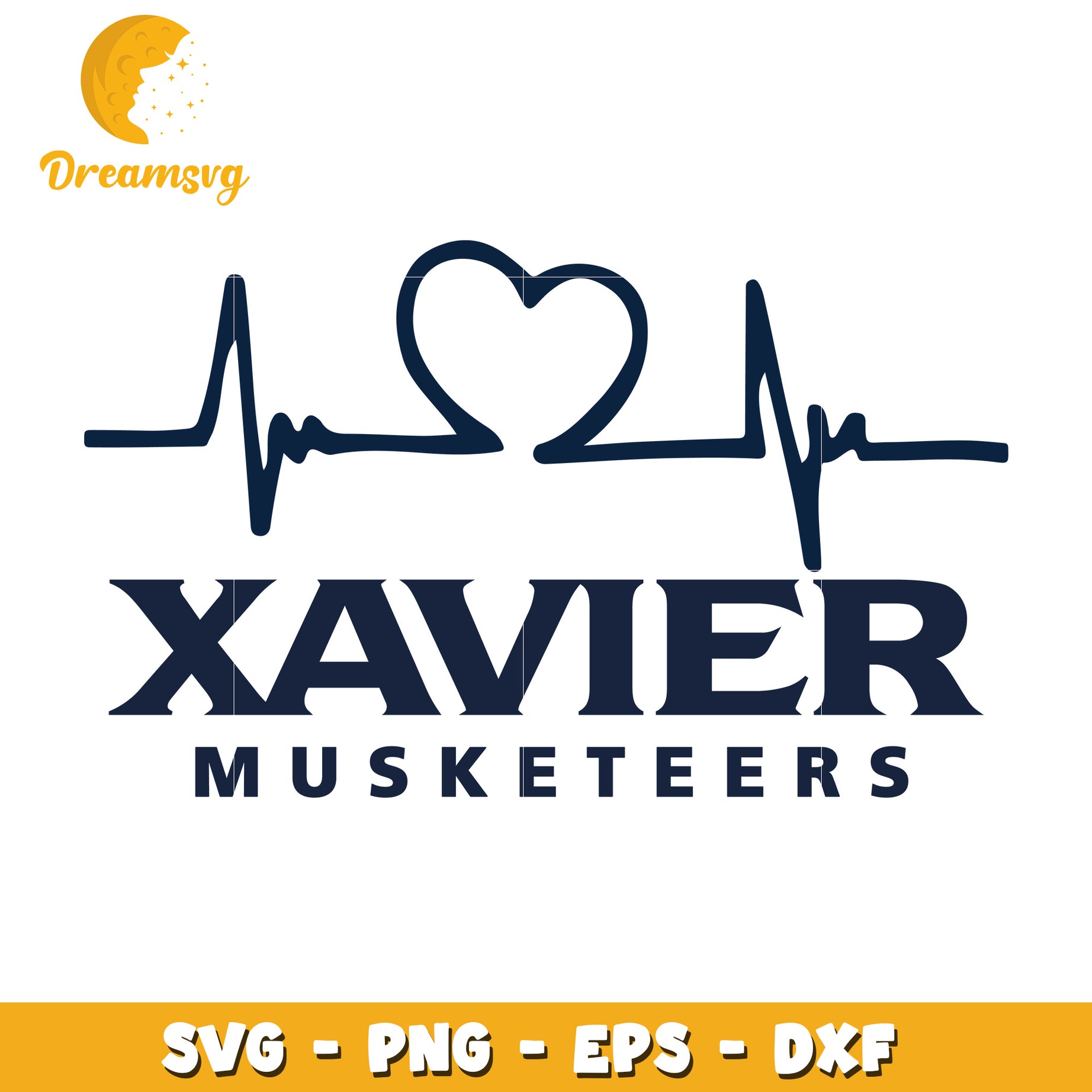 Xavier Musketeers Heartbeat SVG for Fans and Crafts Projects