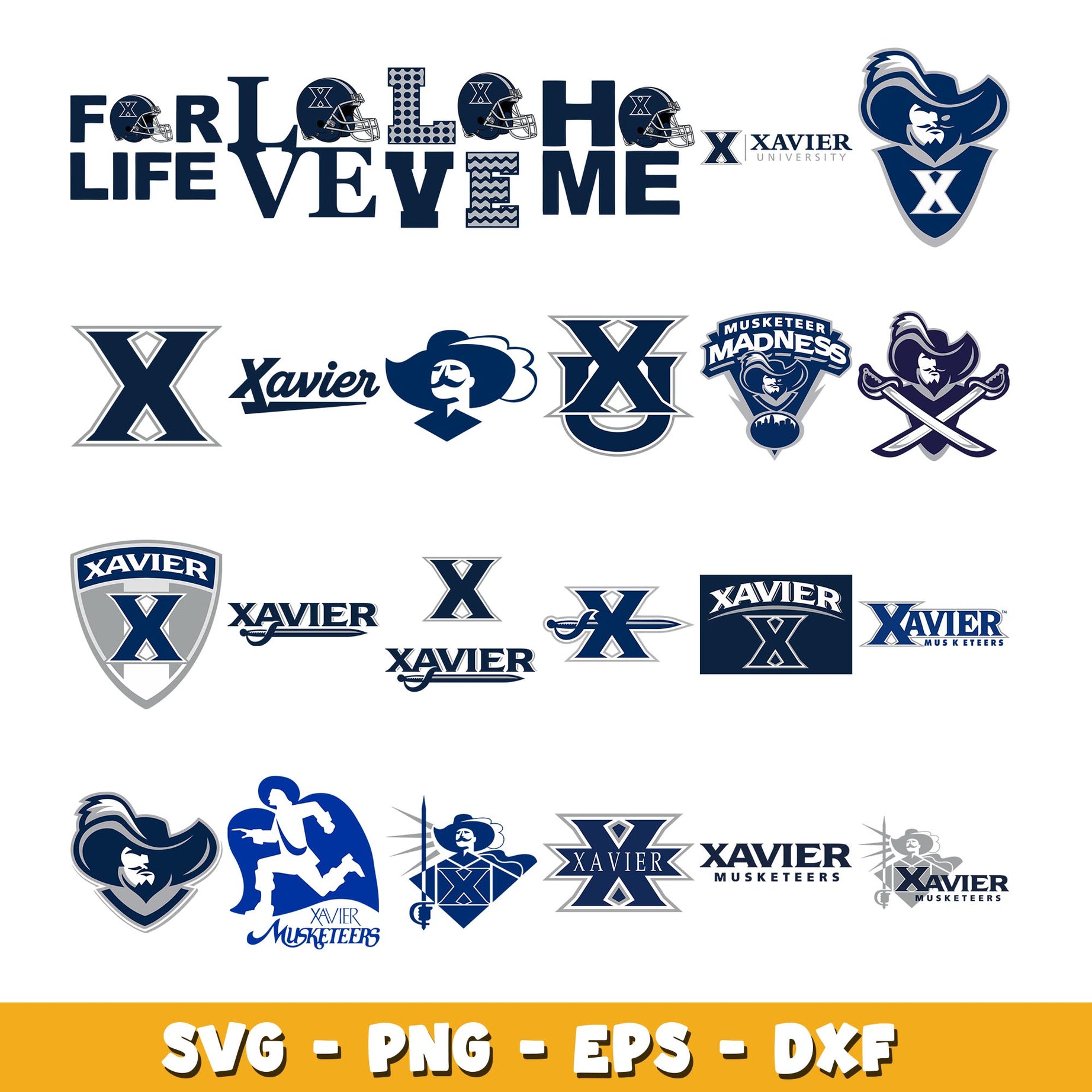 Love Xavier Football Bundle svg, Xavier  logo svg, ncaa svg 