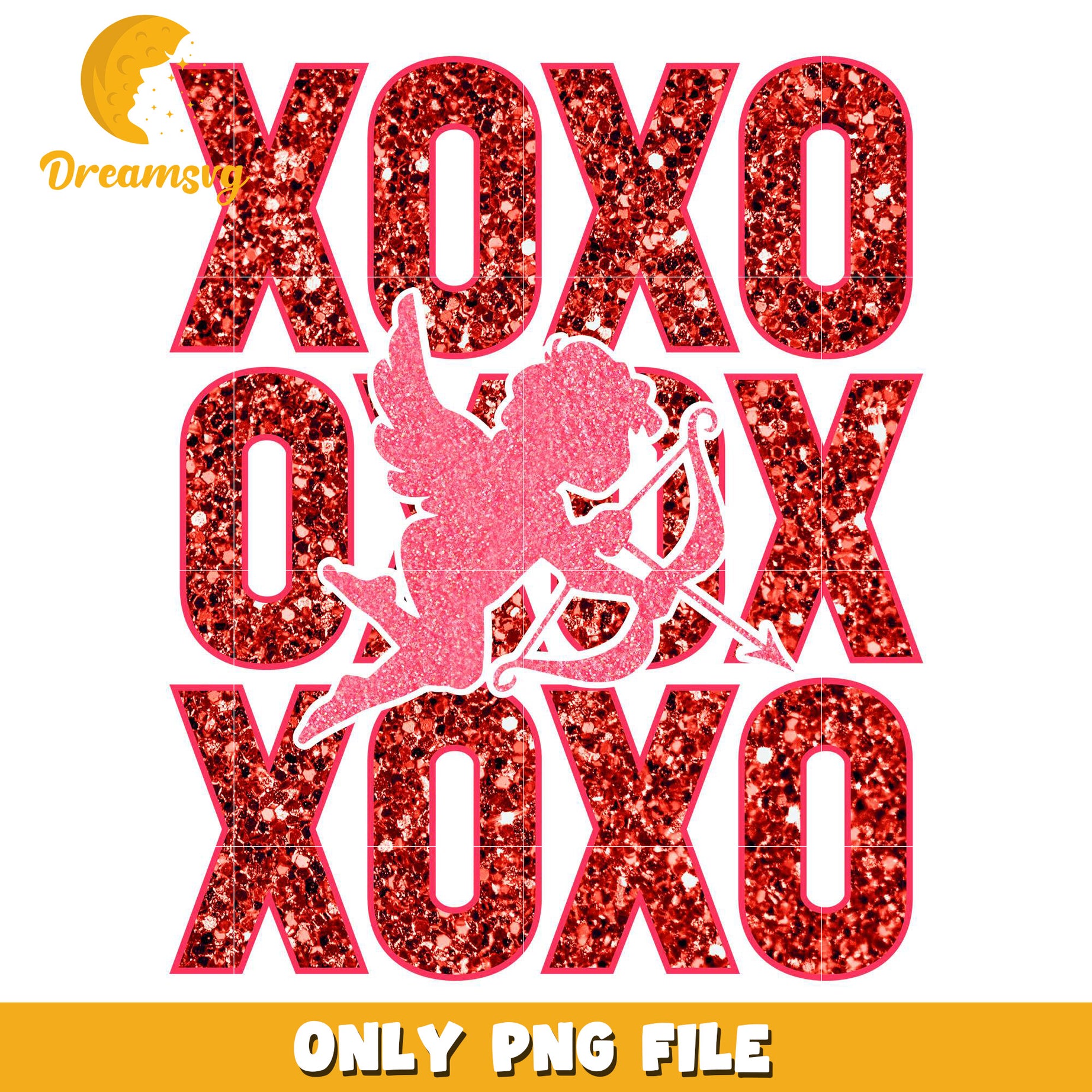 Xoxo cupid shadow valentine png, cupid valentine png, heart png