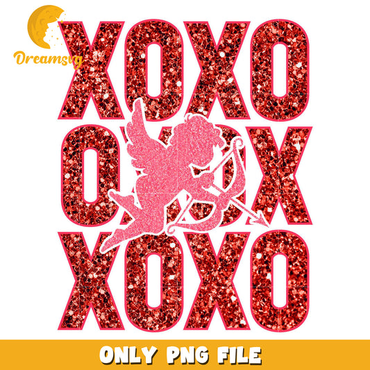Xoxo cupid shadow valentine png, cupid valentine png, heart png