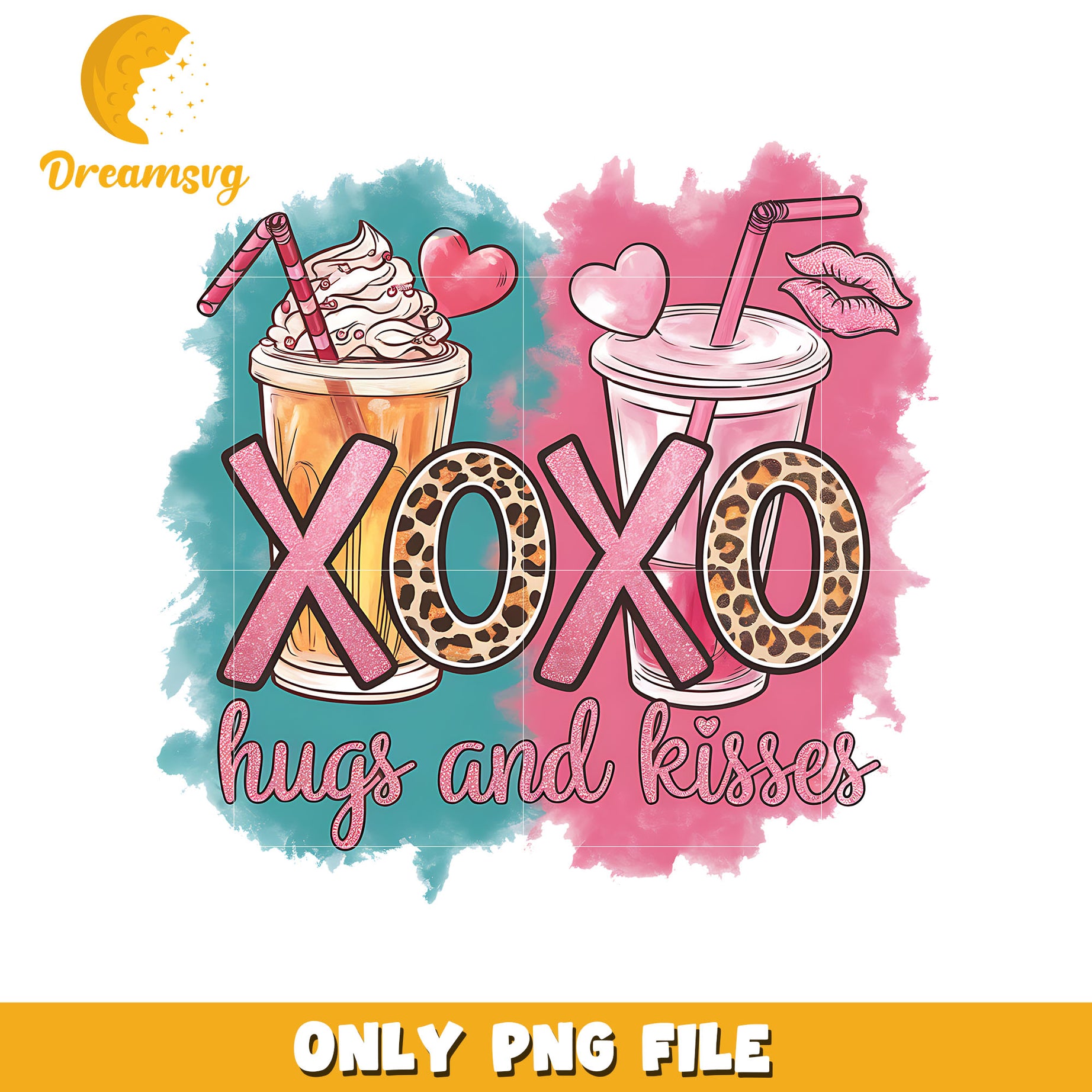 Xoxo hug and kisses coffee cup design png, hug and kisses png