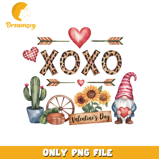 Xoxo valentine's day cute gnome png, xoxo png, gnome png