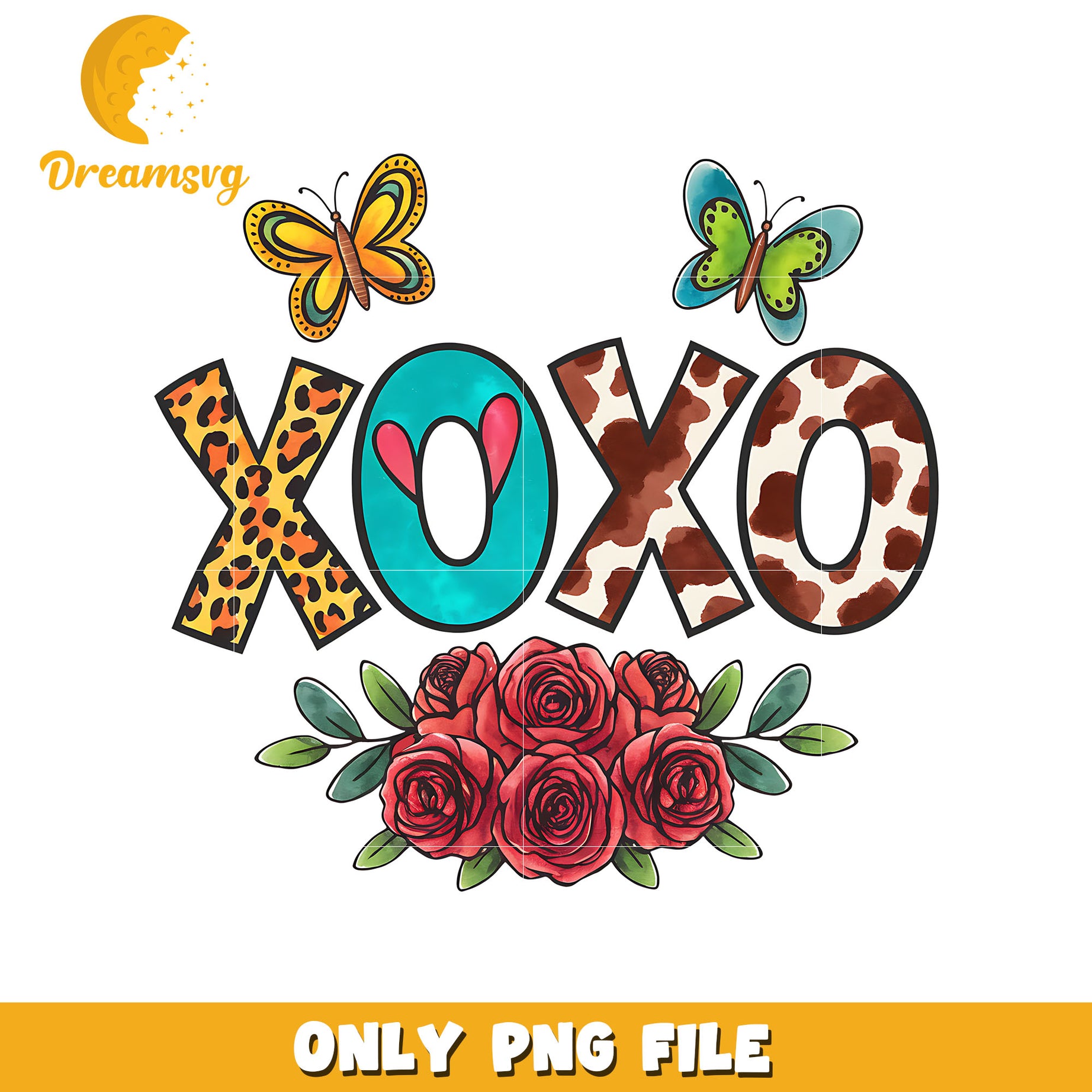 Xoxo wild animal pattern valentine png, xoxo png, valentine png