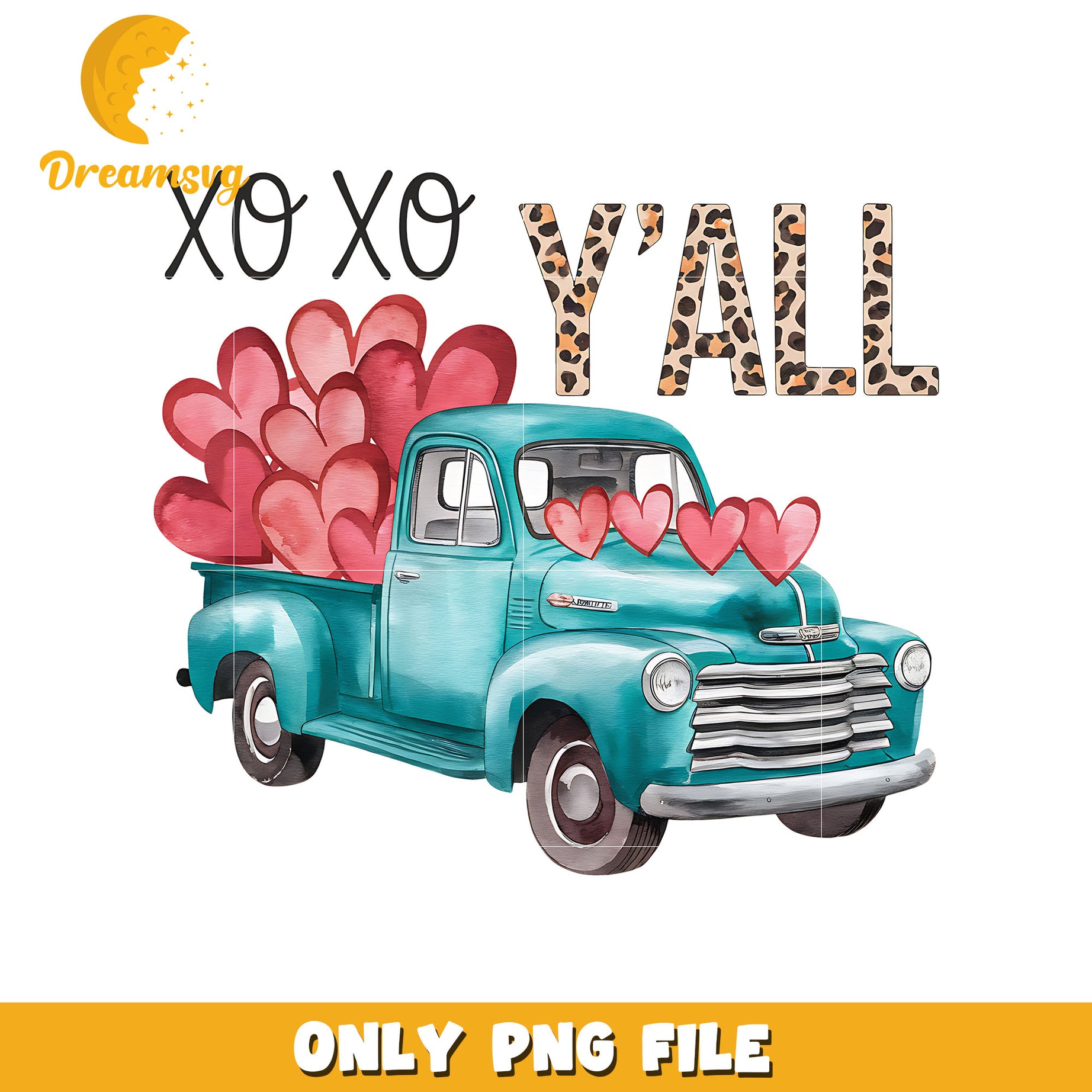 Xoxo y'all truck heart valentine png, heart valentine png