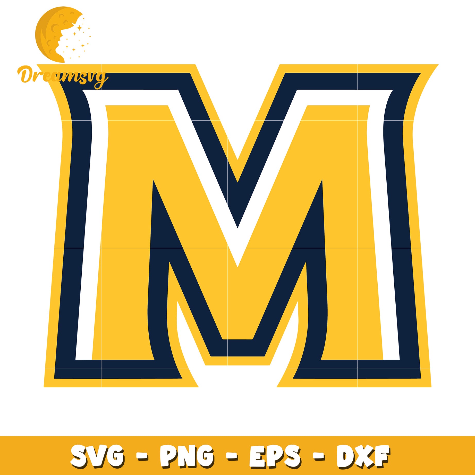 Yellow Blue Letter M SVG PNG EPS DXF